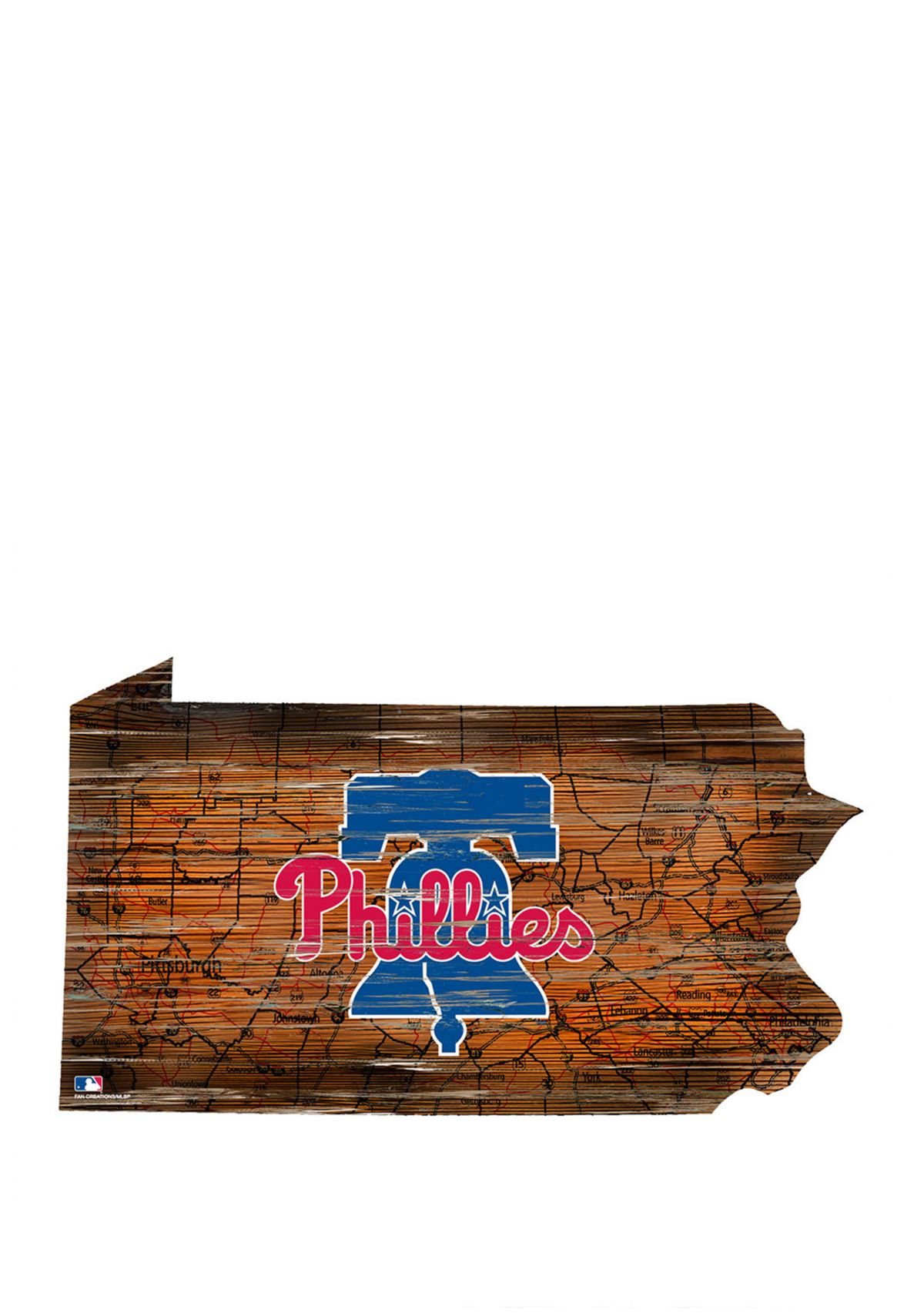 MLB Philadelphia Phillies 24in. Distressed State w/Logo Sign