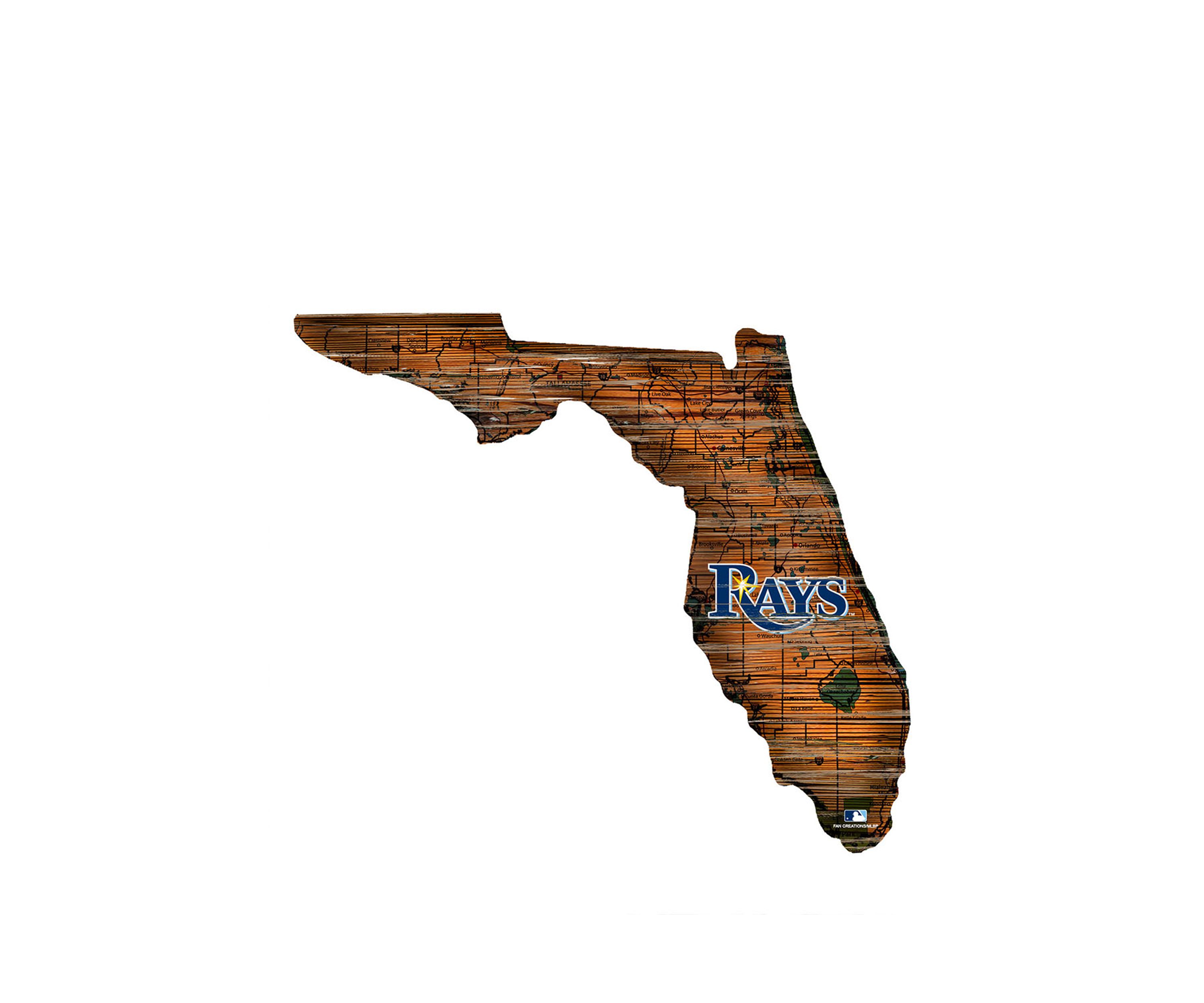 MLB Tampa Bay Rays 24in. Distressed State w/Logo Sign