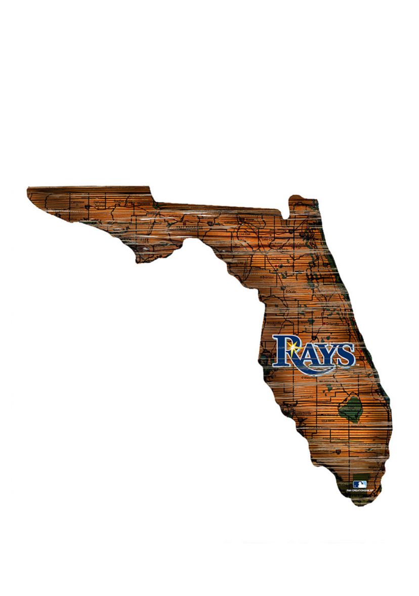 MLB Tampa Bay Rays 24in. Distressed State w/Logo Sign