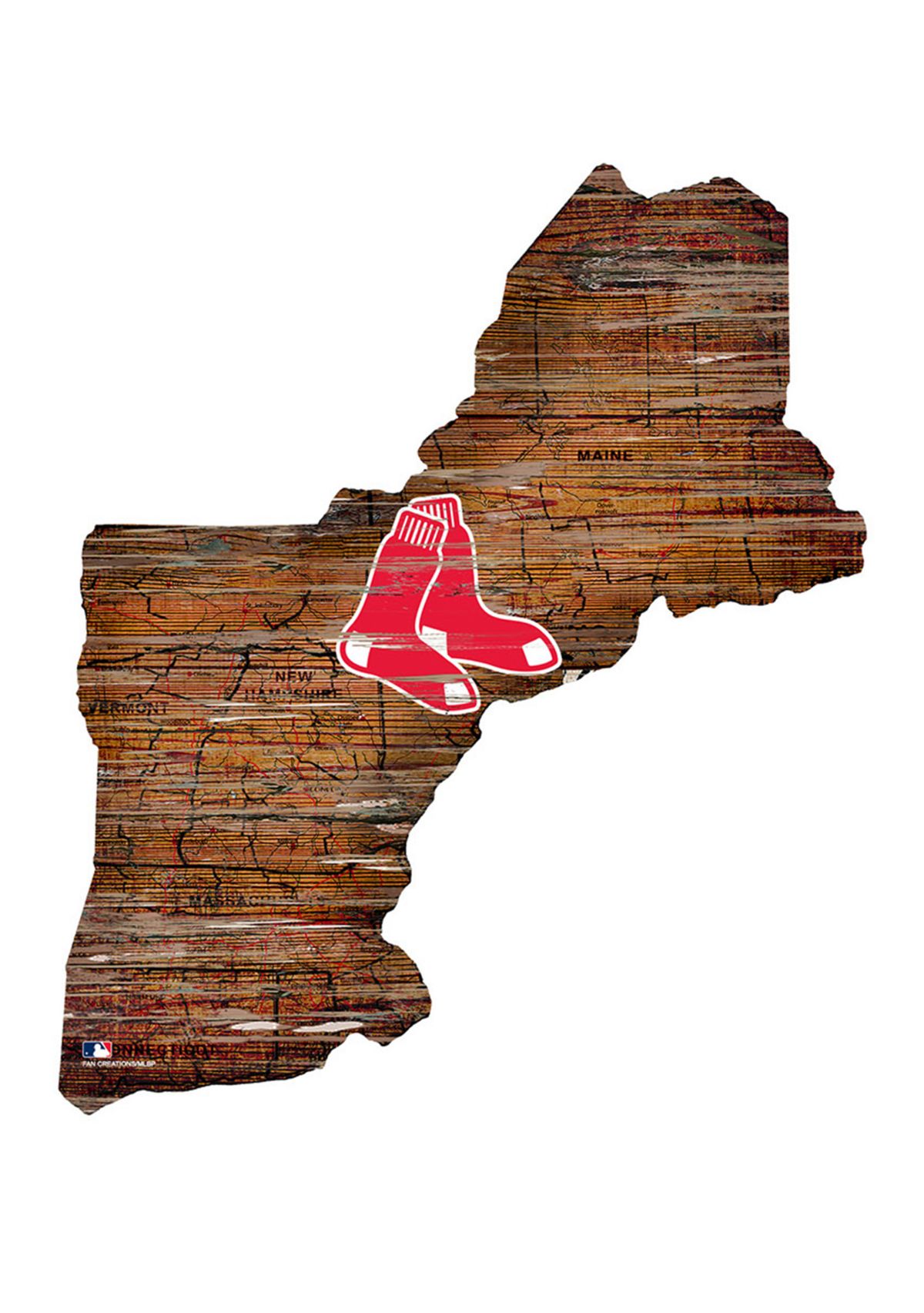 MLB Boston Red Sox 24in. Distressed State w/Logo Sign