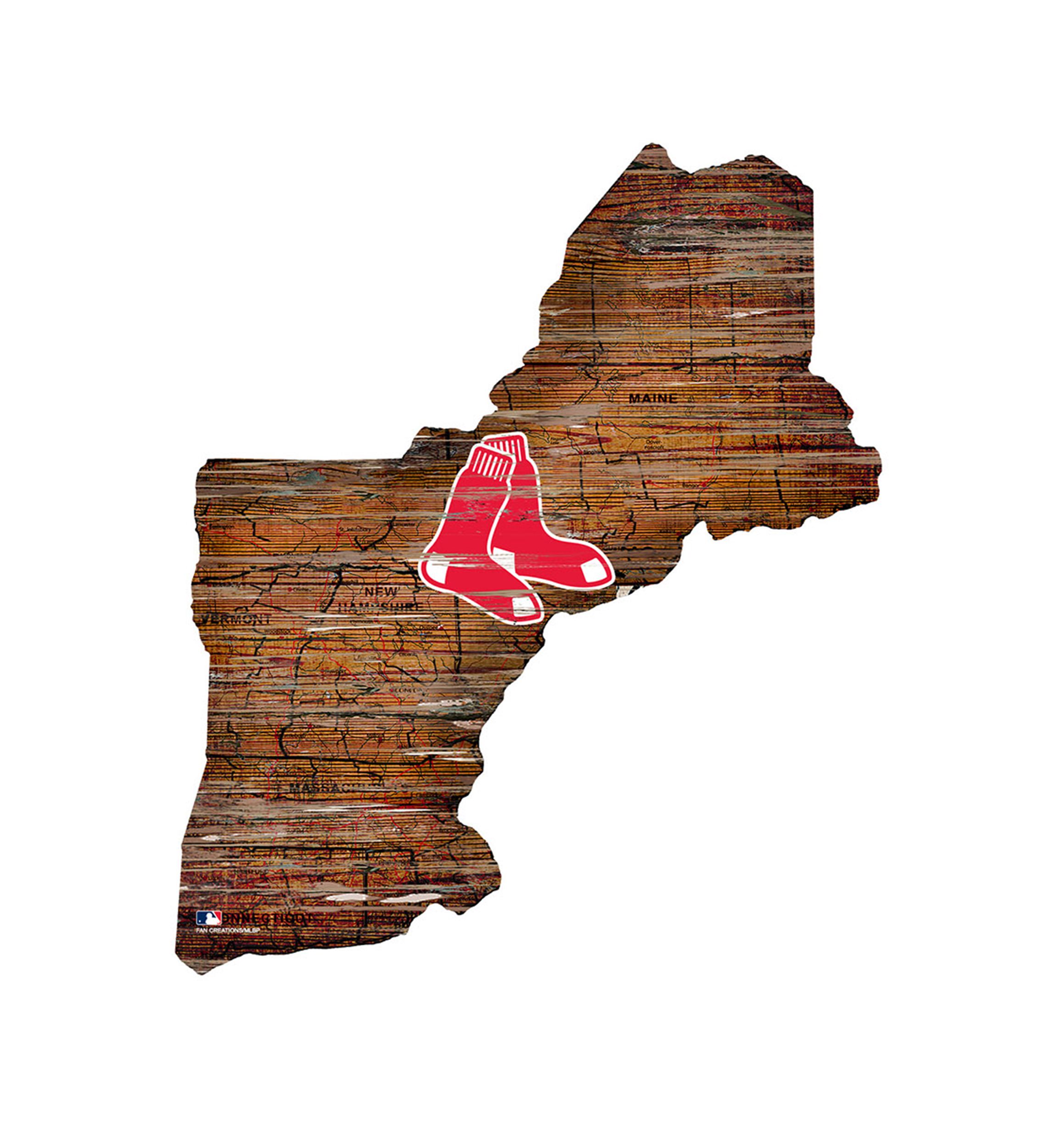 MLB Boston Red Sox 24in. Distressed State w/Logo Sign