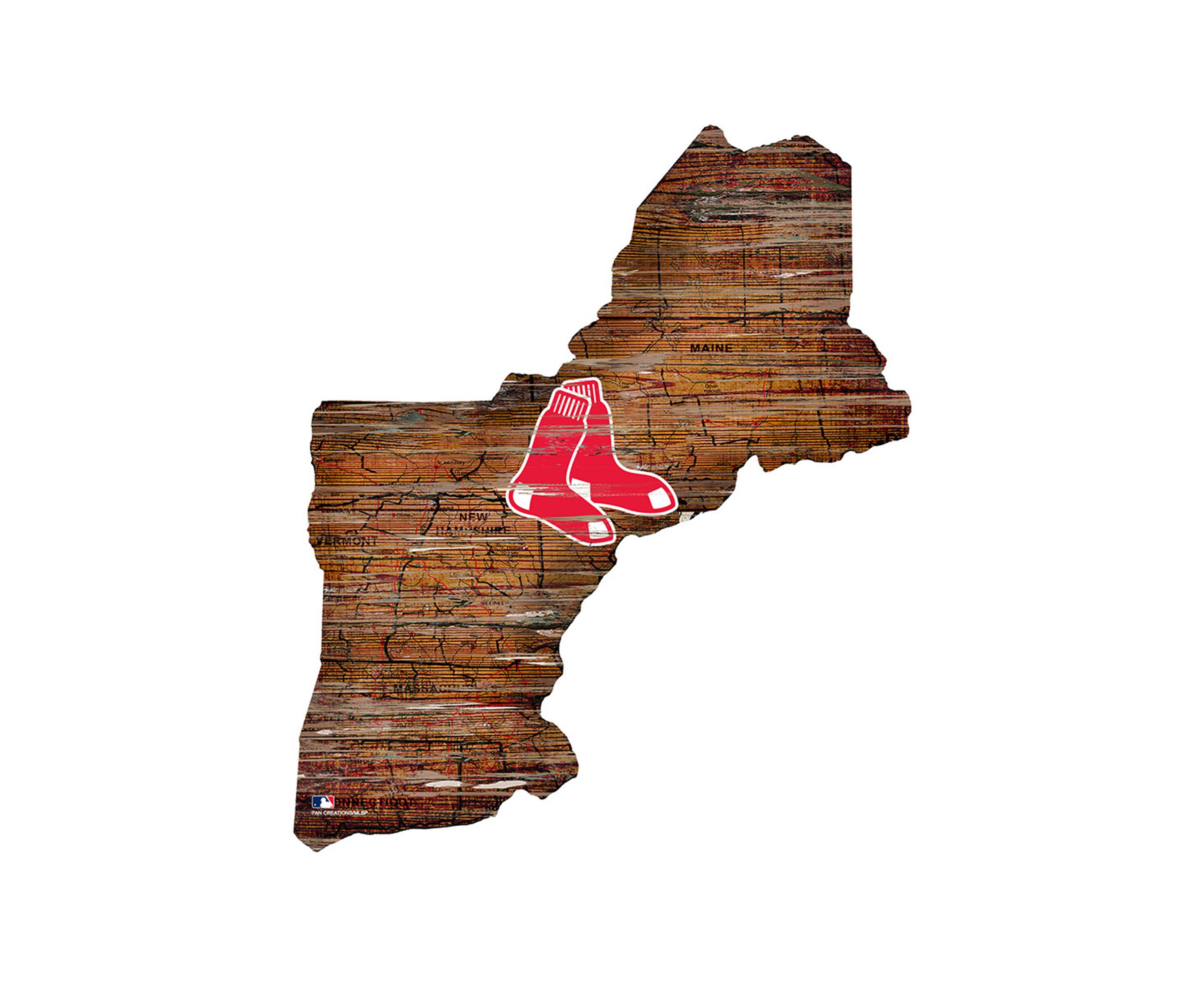 MLB Boston Red Sox 24in. Distressed State w/Logo Sign