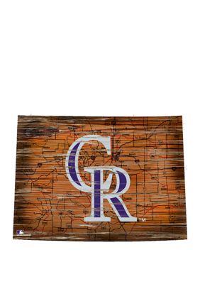 Fan Creations MLB Colorado Rockies 24" Distressed State w/Logo, Purple