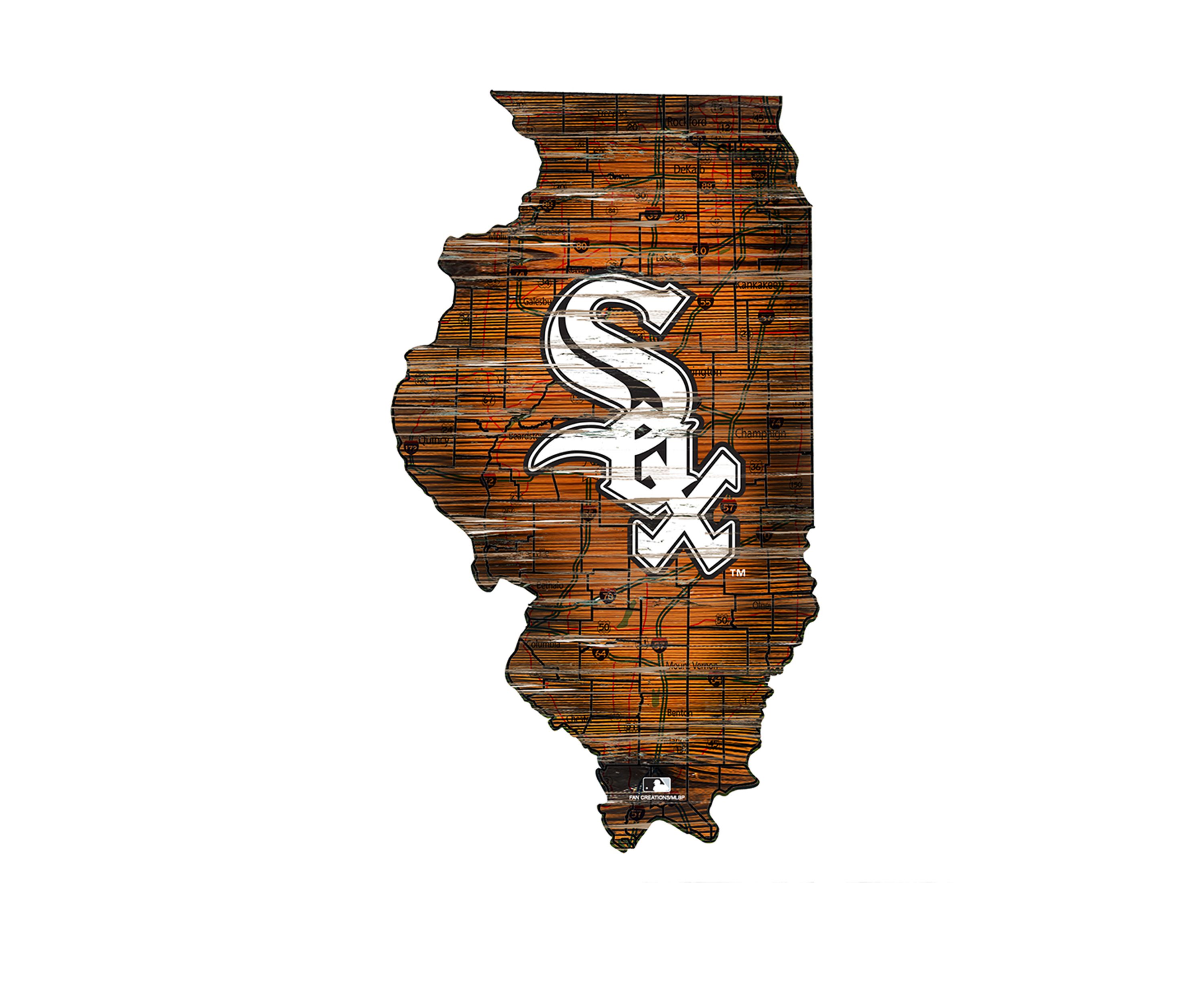 MLB Chicago White Sox 24in. Distressed State w/Logo Sign
