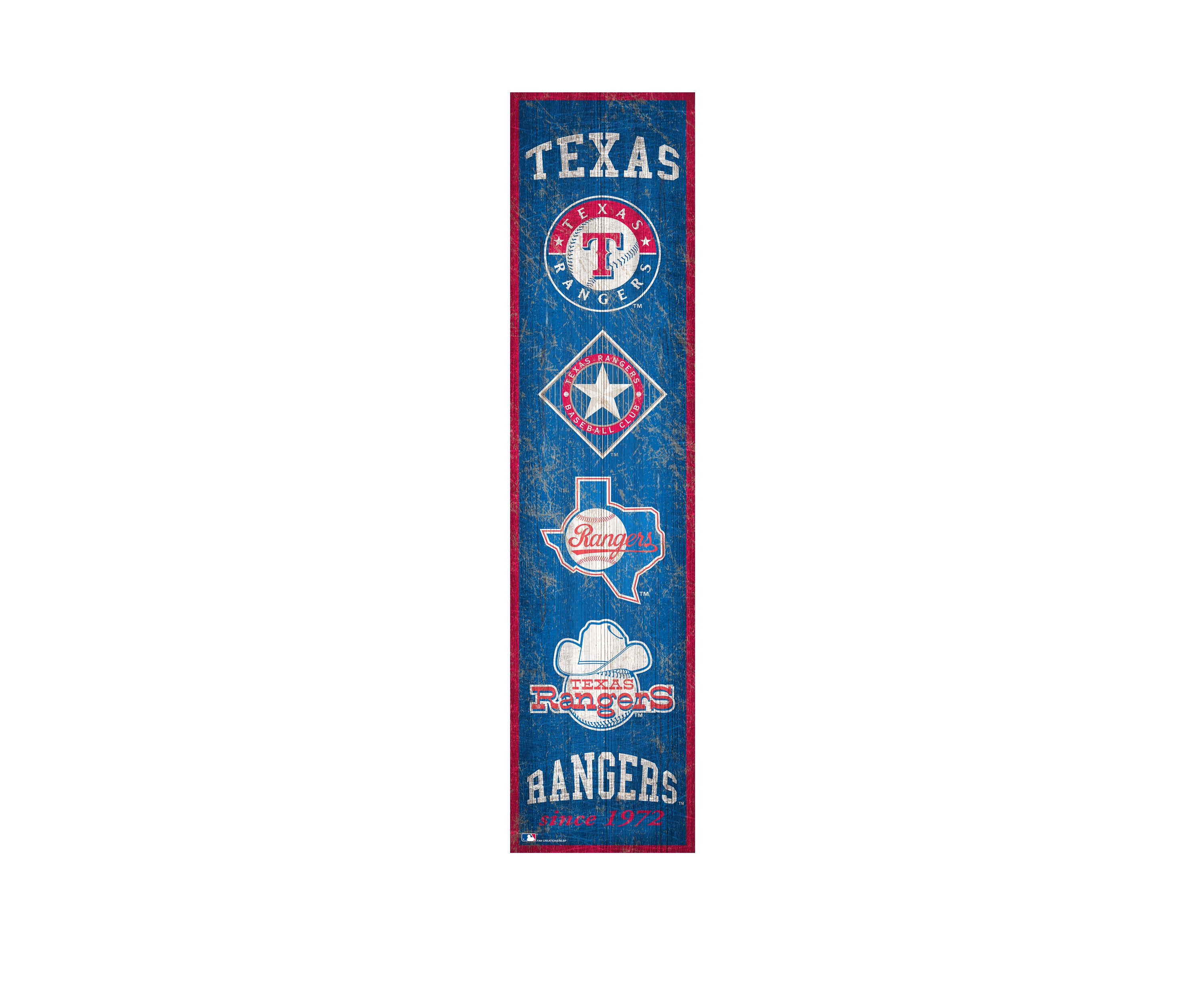 MLB Texas Rangers 6 in x 24 in Heritage Banner Sign