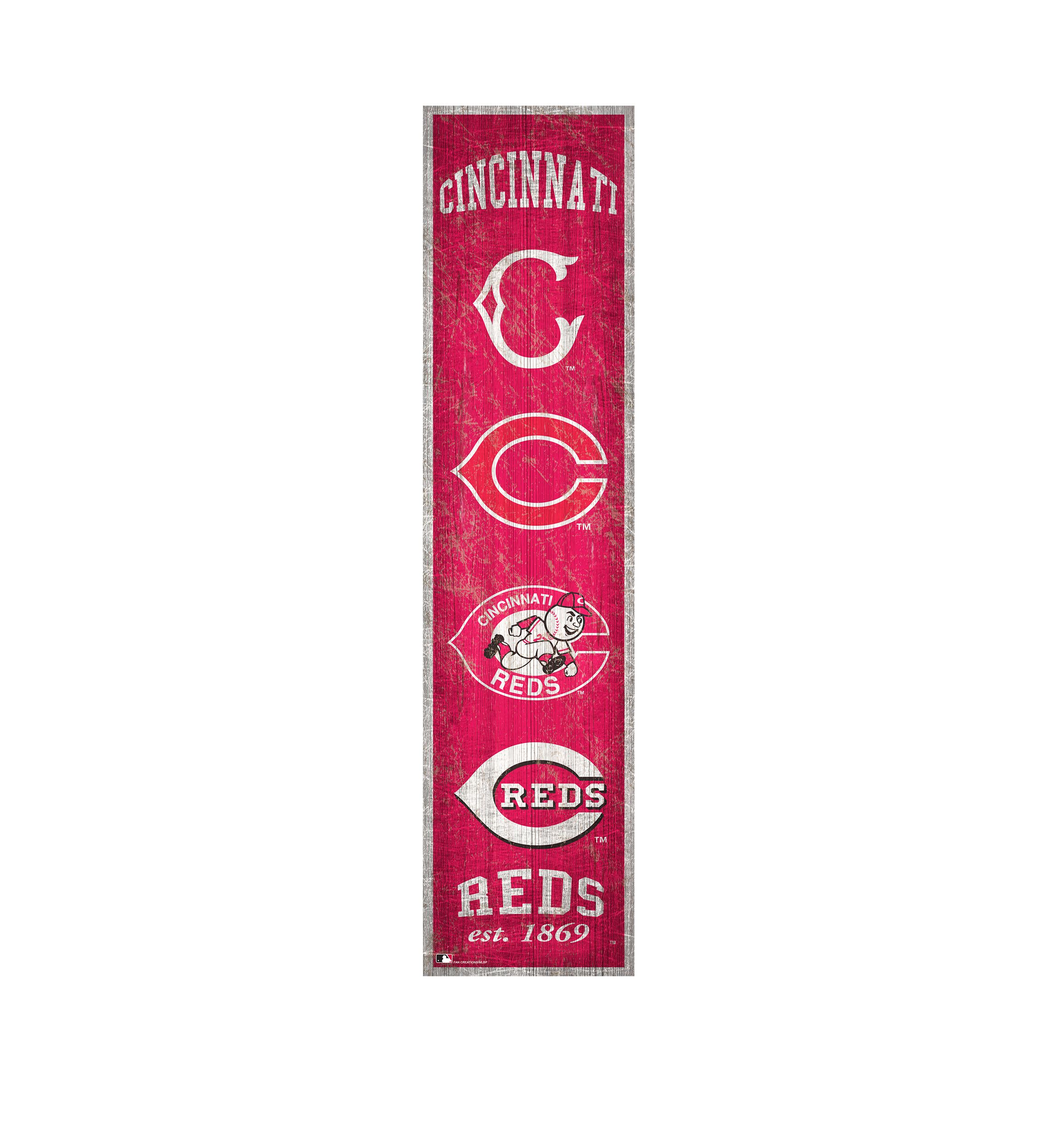 MLB Cincinnati Reds 6 in x 24 in Heritage Banner Sign