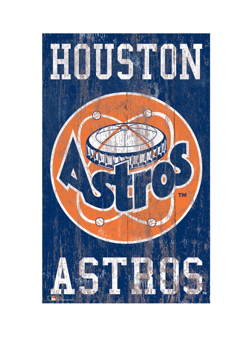 MLB Houston Astros 11 in x 19 in Heritage Distressed Logo Sign