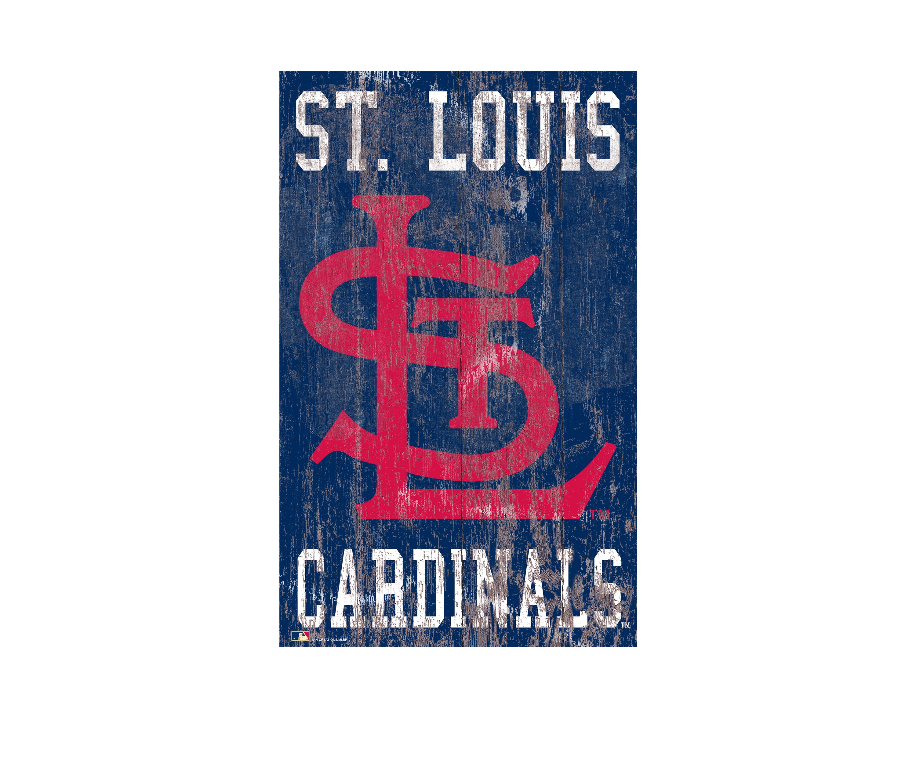 MLB Saint (St.) Louis Cardinals 11 in x 19 in Heritage Distressed Logo Sign