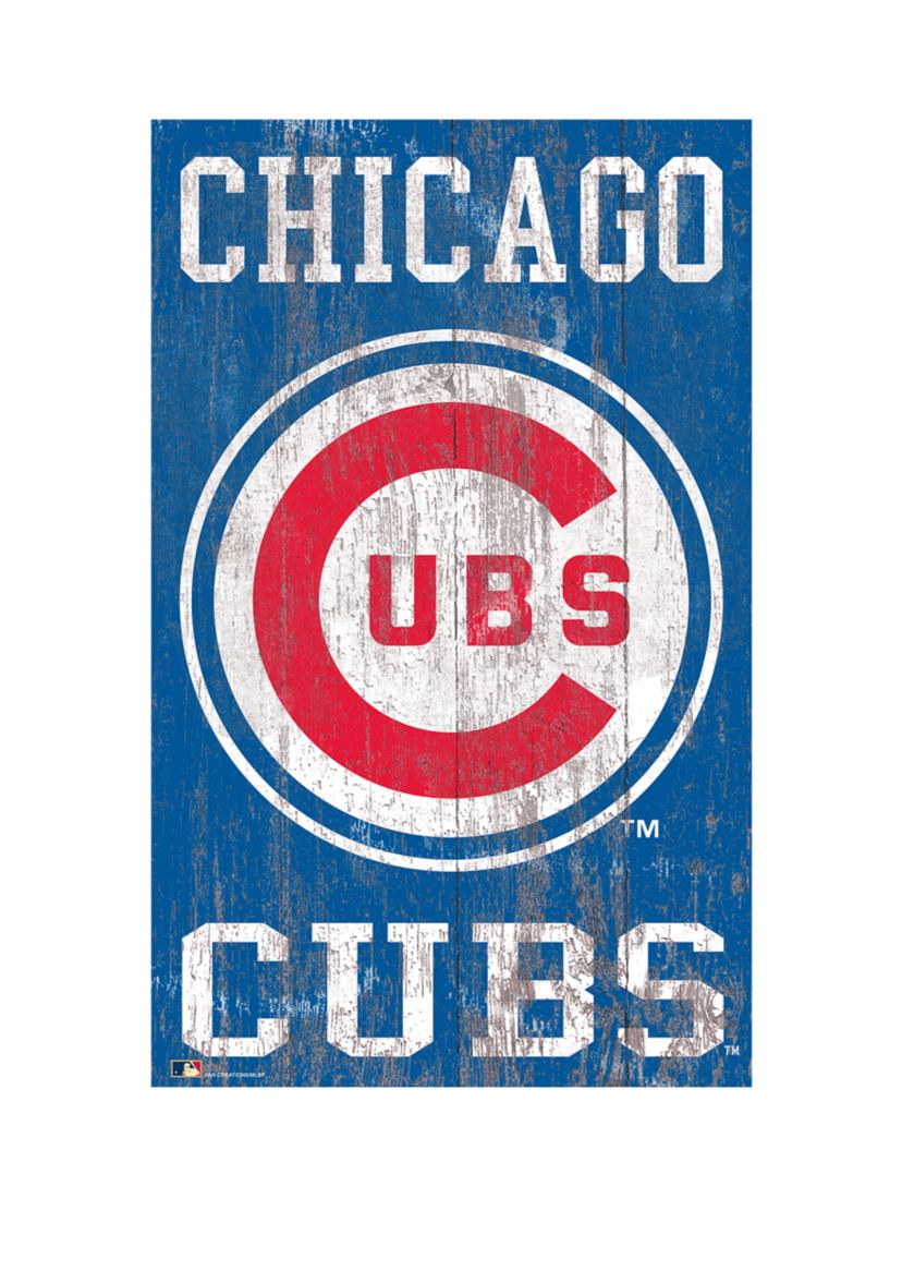 MLB Chicago Cubs  11 in x 19 in Heritage Distressed Logo Sign