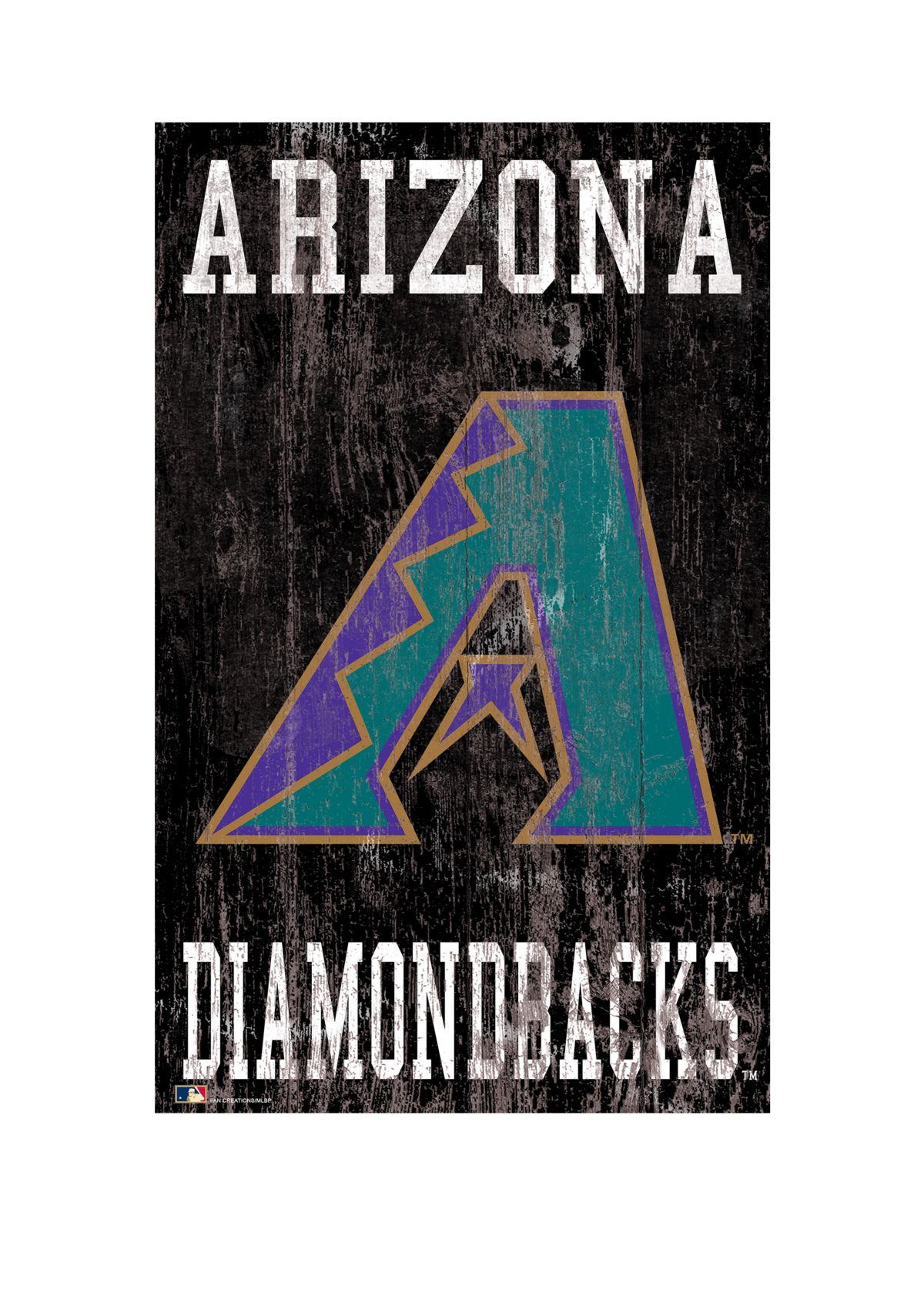 MLB Arizona Diamondbacks 11 in x 19 in Heritage Distressed Logo Sign