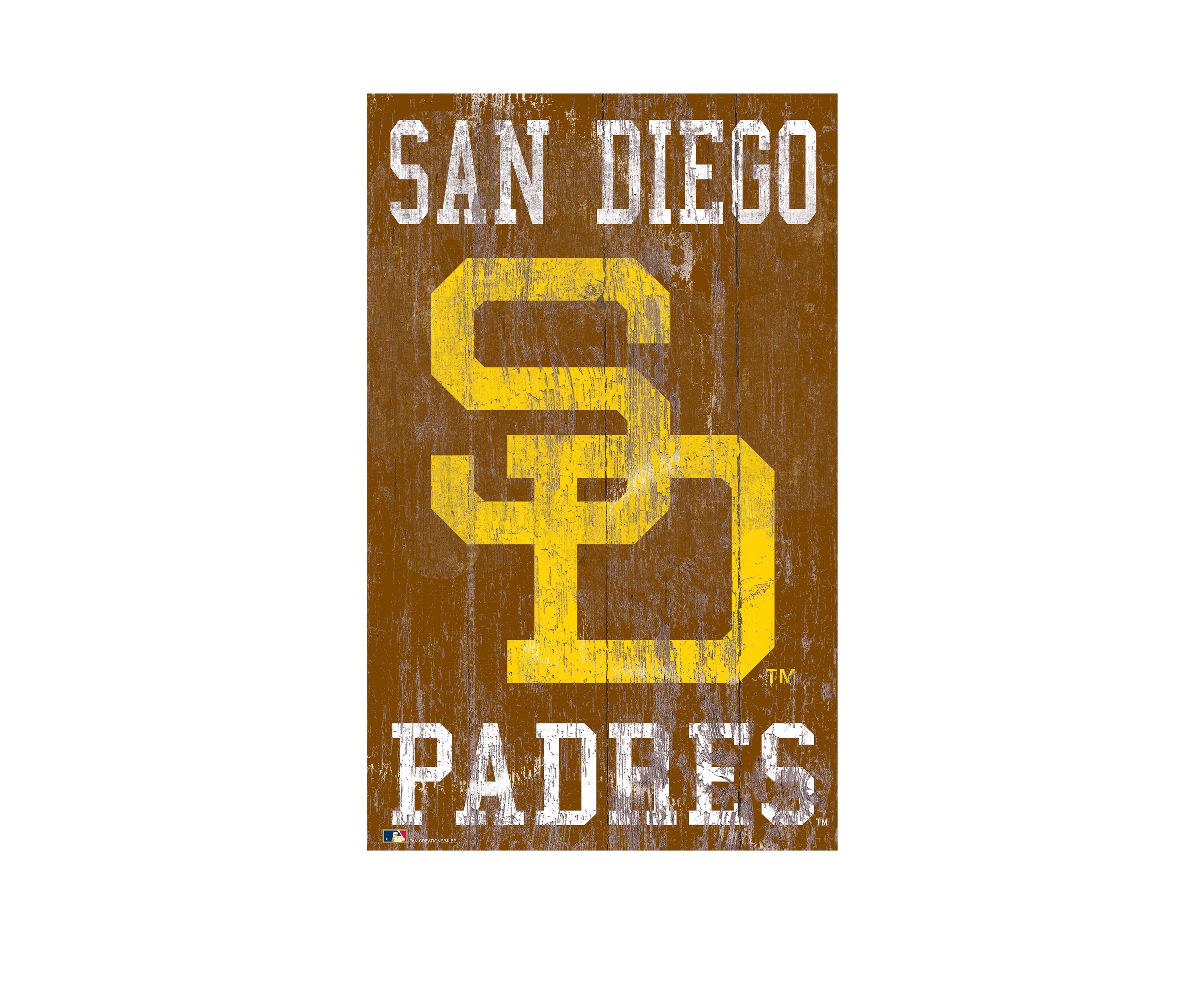 MLB San Diego Padres 11 in x 19 in Heritage Distressed Logo Sign