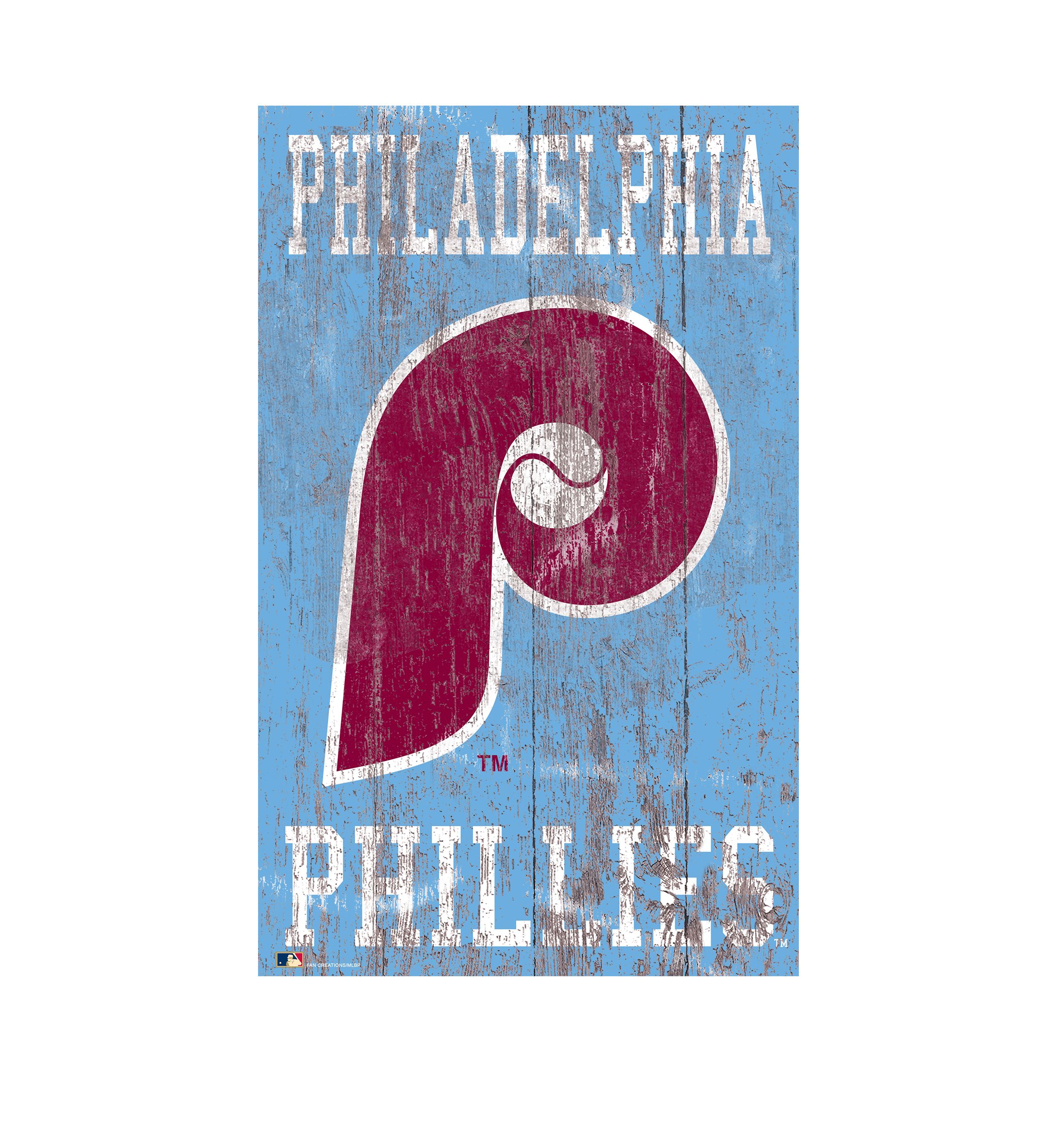 MLB Philadelphia Phillies 11 in x 19 in Heritage Distressed Logo Sign