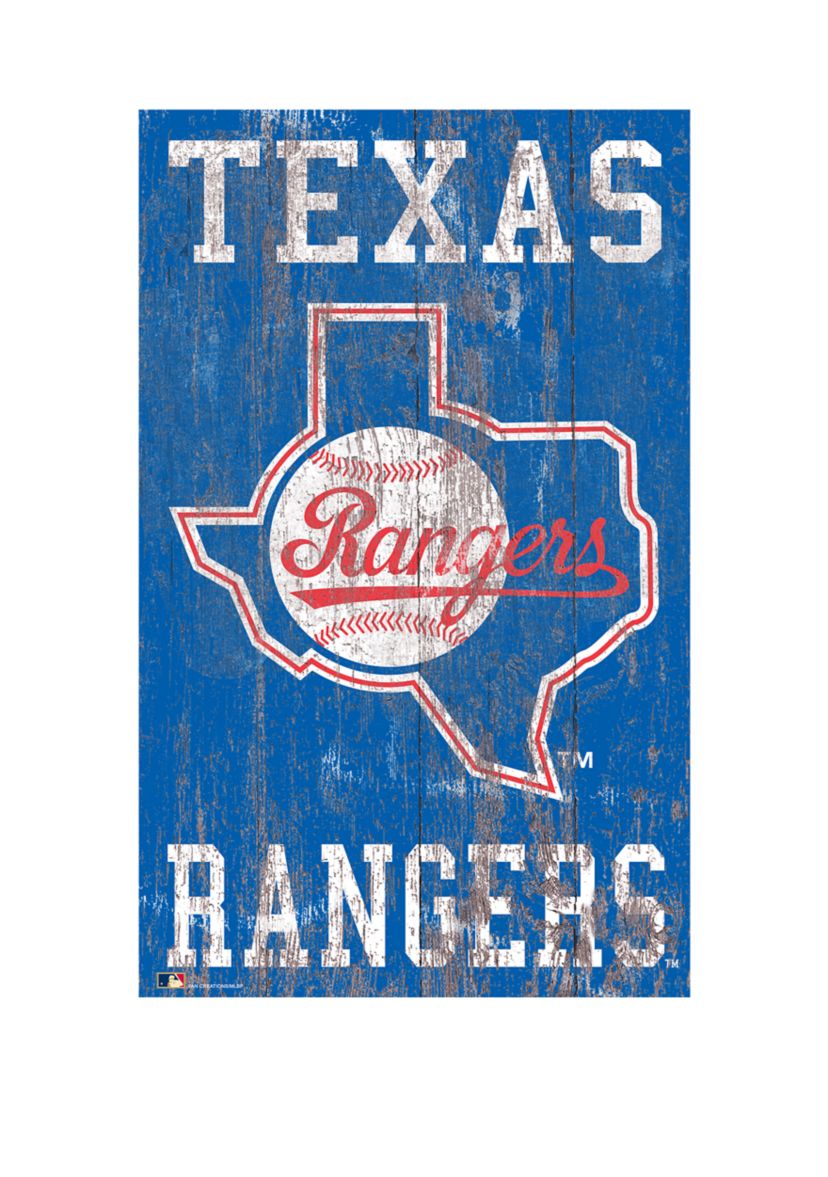 Fan Creations MLB Texas Rangers 11 in x 19 in Heritage Distressed Logo ...
