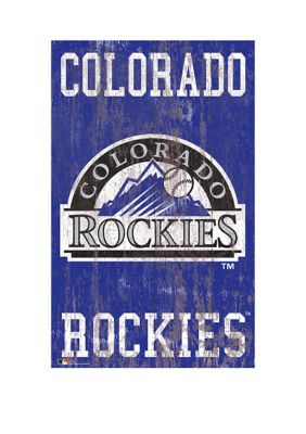 Fan Creations MLB Colorado Rockies 11 in x 19 in Heritage Distressed Logo Sign, Purple