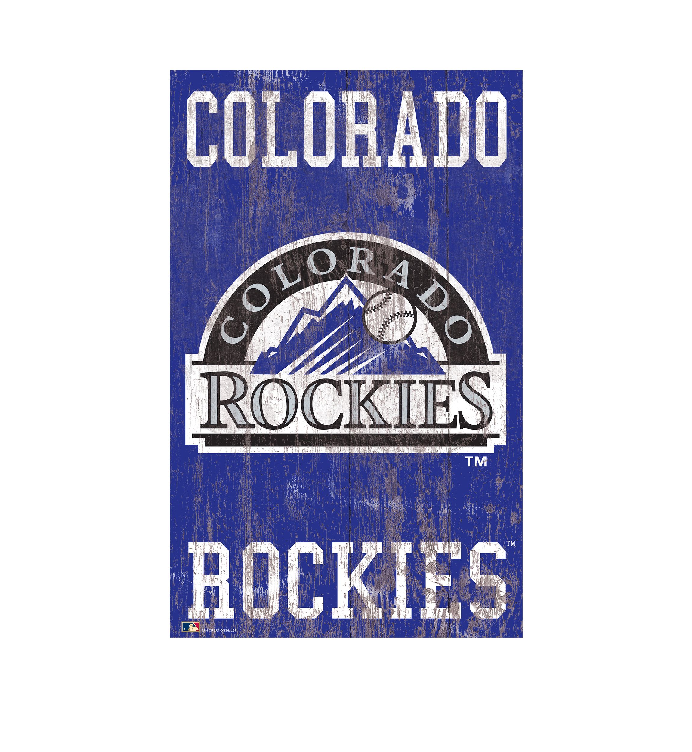MLB Colorado Rockies 11 in x 19 in Heritage Distressed Logo Sign