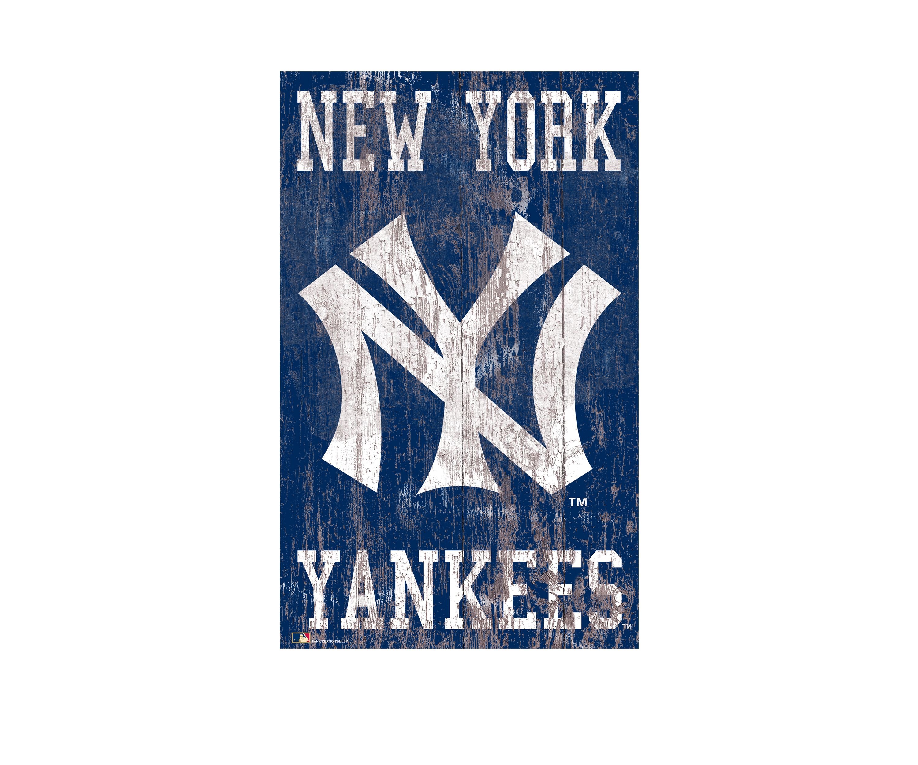 MLB New York Yankees 11 in x 19 in Heritage Distressed Logo Sign