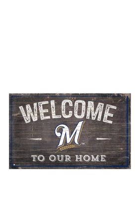 Fan Creations MLB Milwaukee Brewers 11x19 Welcome to our Home Sign, Navy Blue