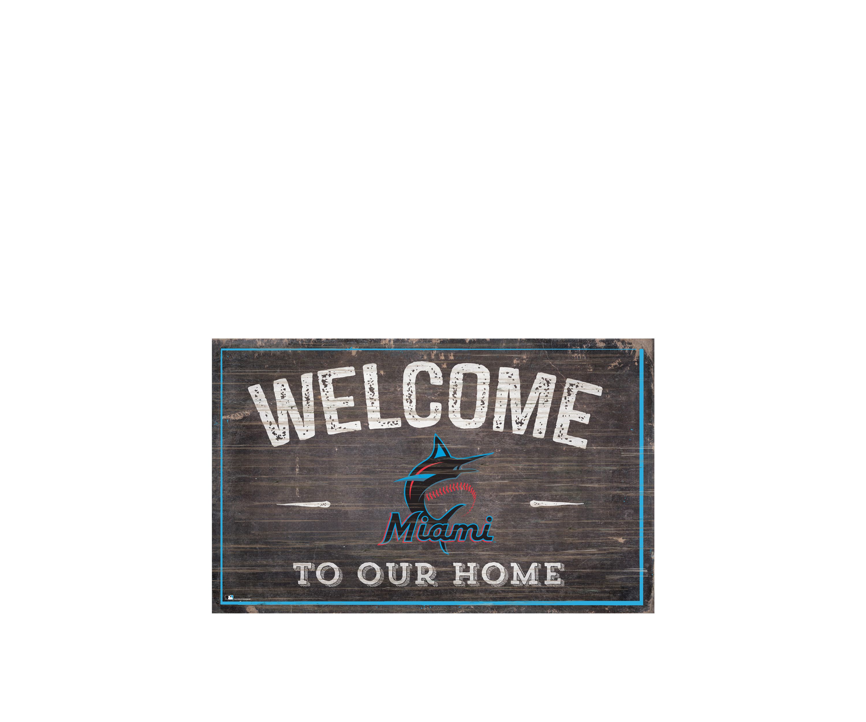 MLB Miami Marlins 11 in x 19 in Welcome to our Home Sign