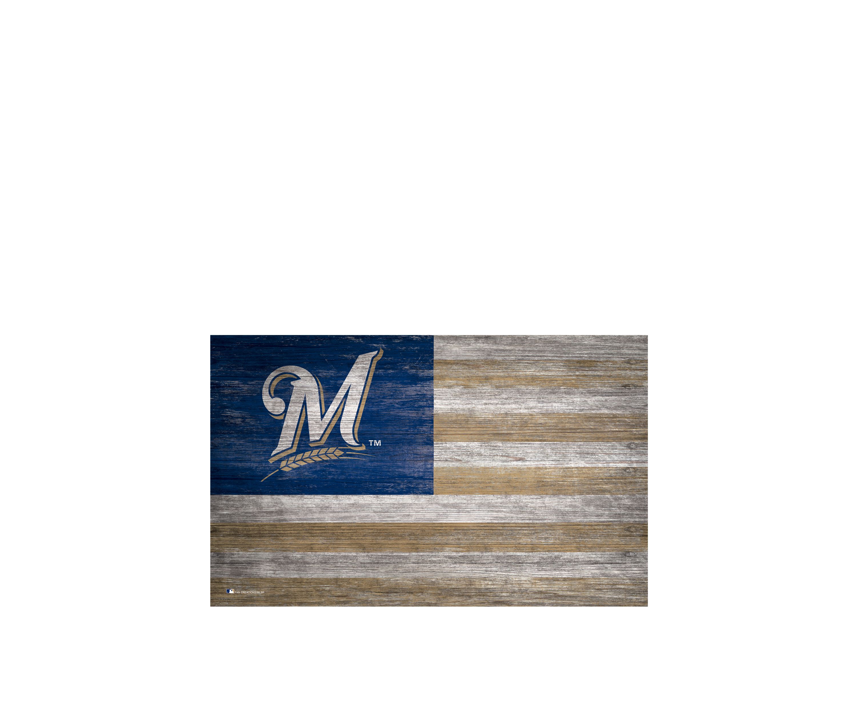 MLB Milwaukee Brewers 11 in x 19 in Distressed Flag Sign