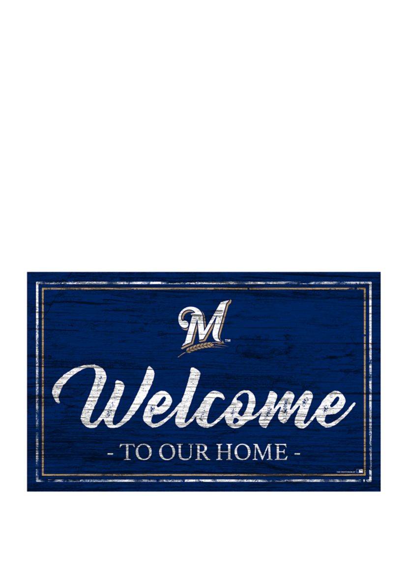 MLB Milwaukee Brewers 11 in x 19 in Team Color Welcome Sign
