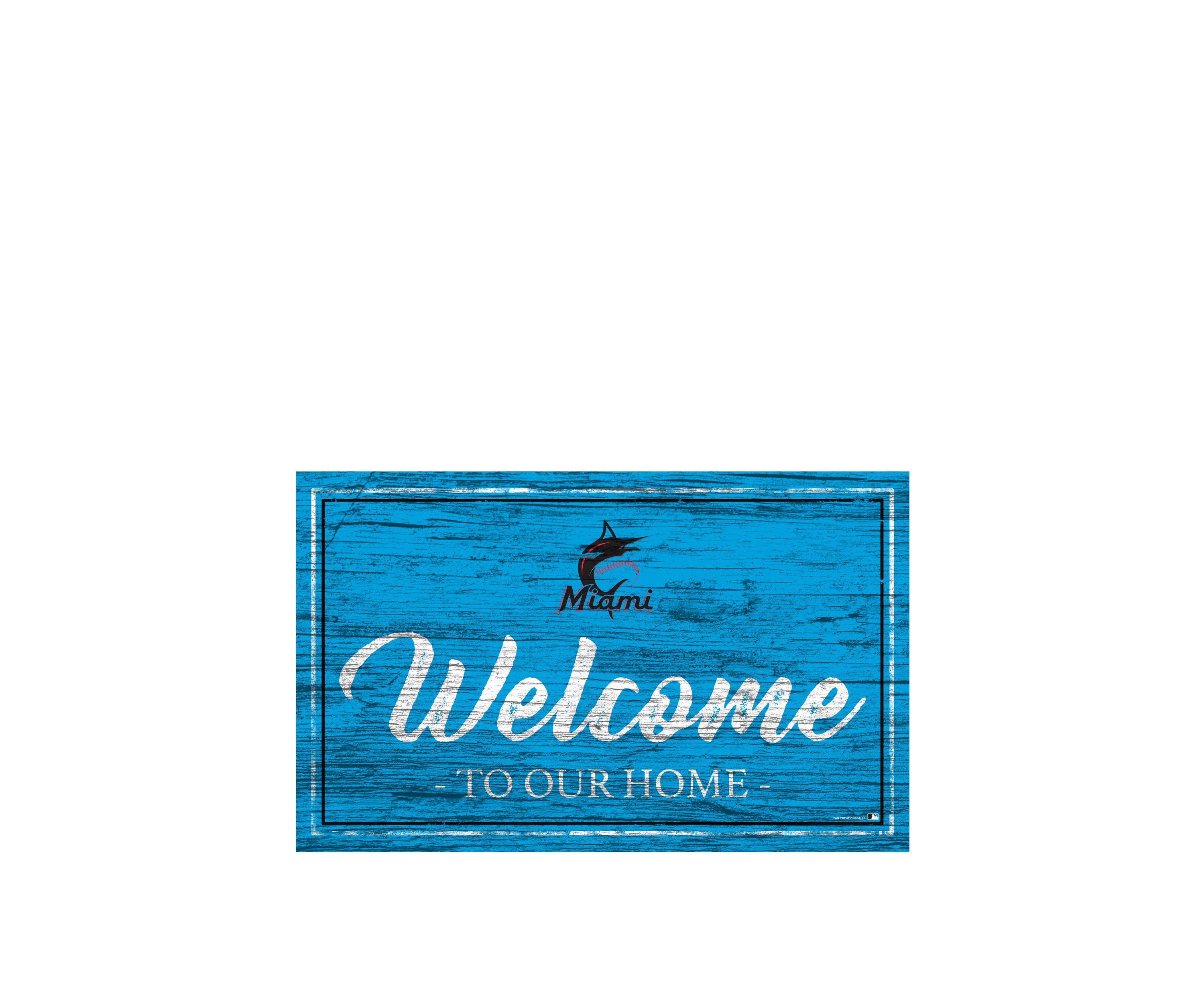 MLB Miami Marlins 11 in x 19 in Team Color Welcome Sign