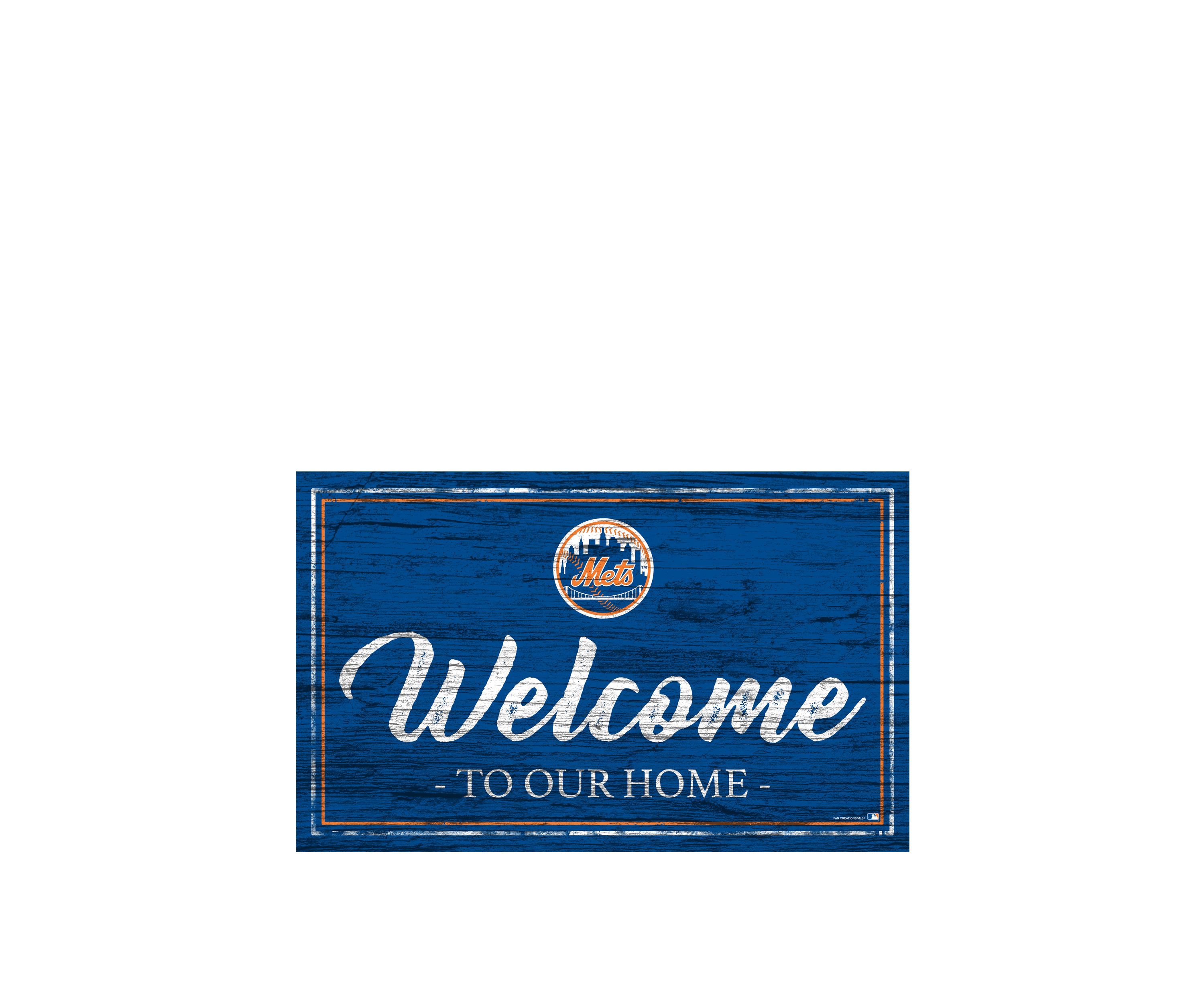 MLB New York Mets 11 in x 19 in Team Color Welcome Sign