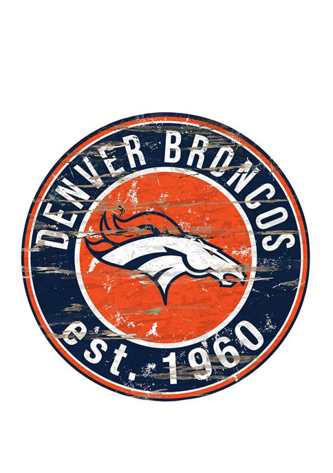Fan Creations NFL Denver Broncos Round Distressed Sign