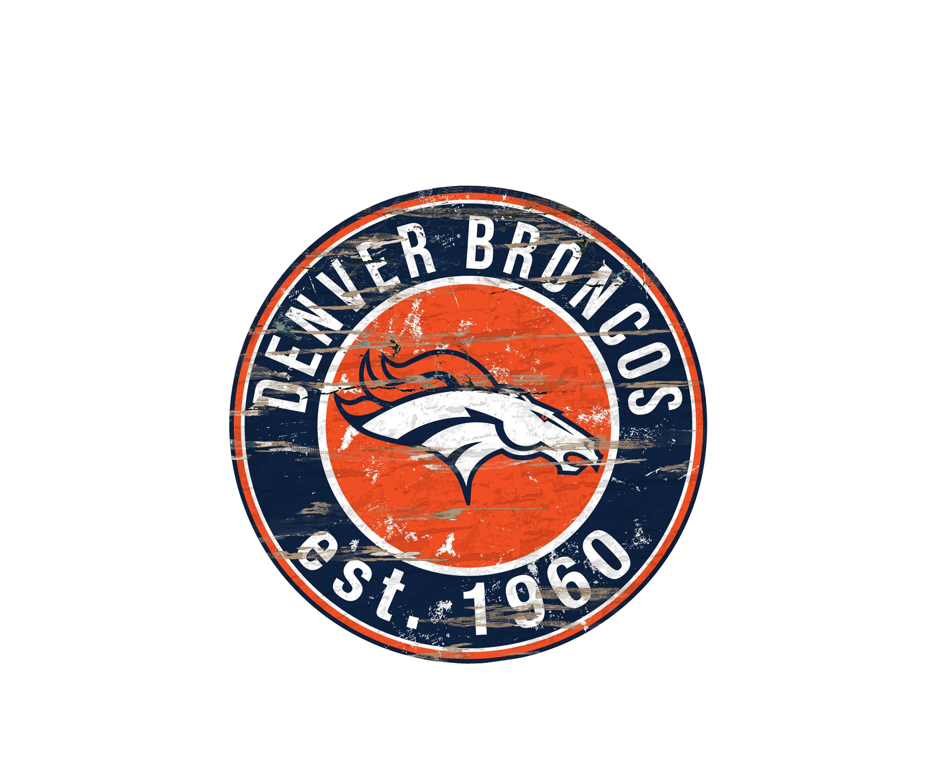 NFL Denver Broncos Round Distressed Sign