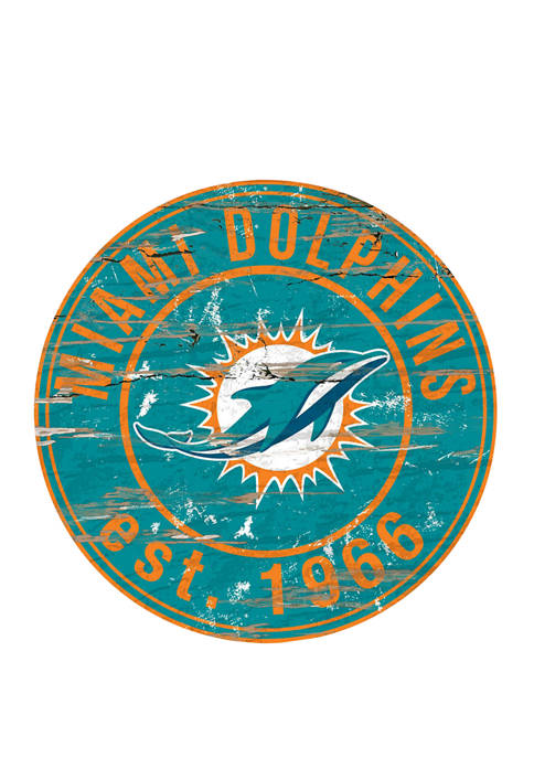 NFL Miami Dolphins Round Distressed Sign