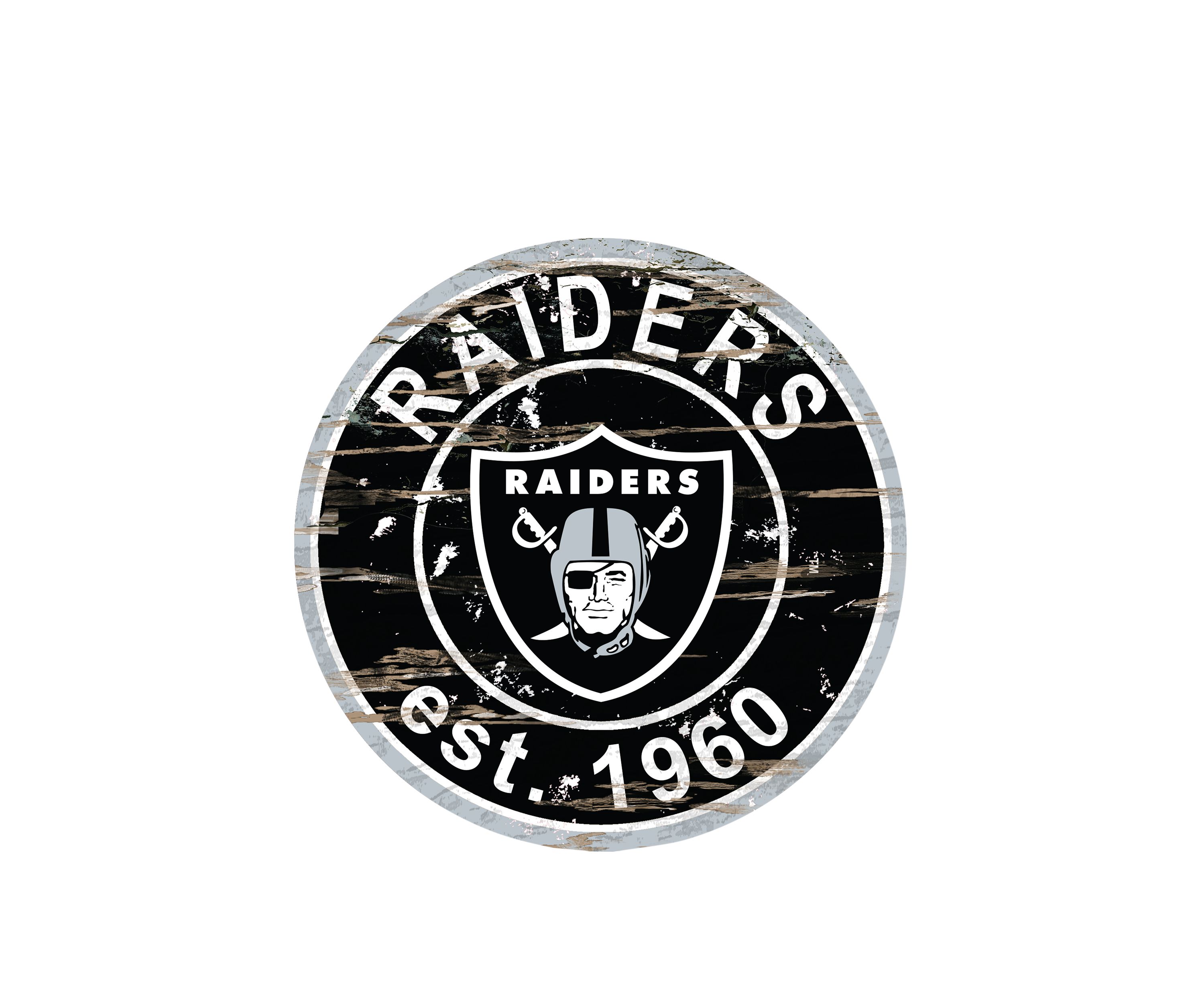NFL Oakland Raiders Round Distressed Sign