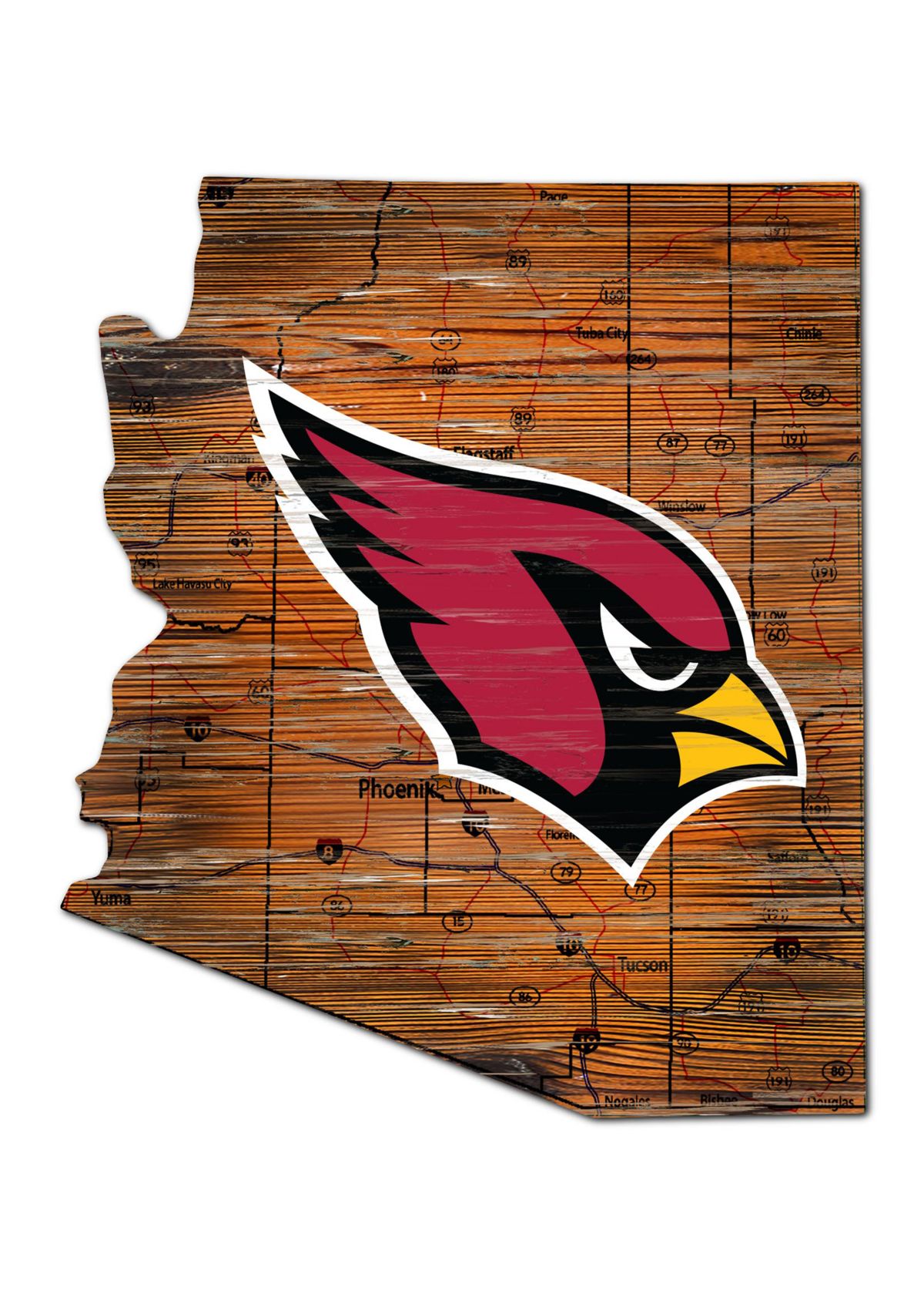 NFL Arizona Cardinals Distressed State Cutout Wall Art