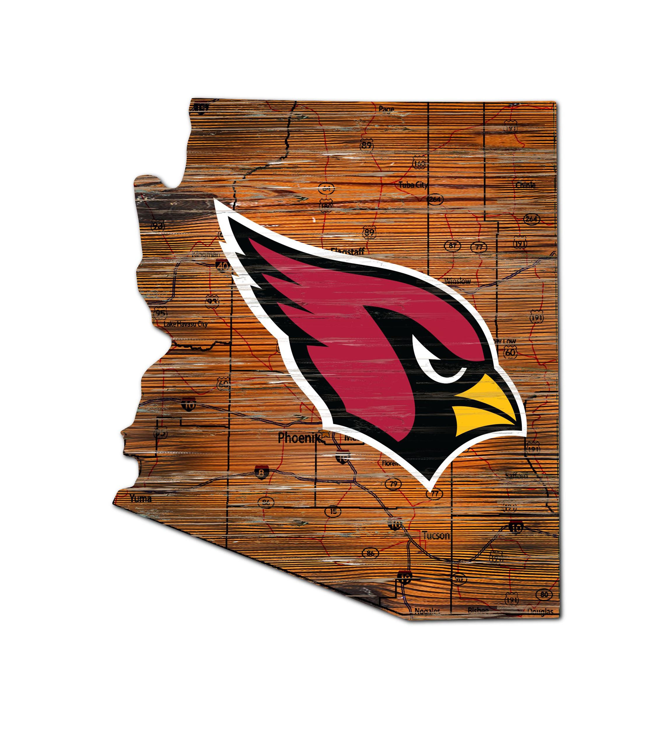 NFL Arizona Cardinals Distressed State Cutout Wall Art