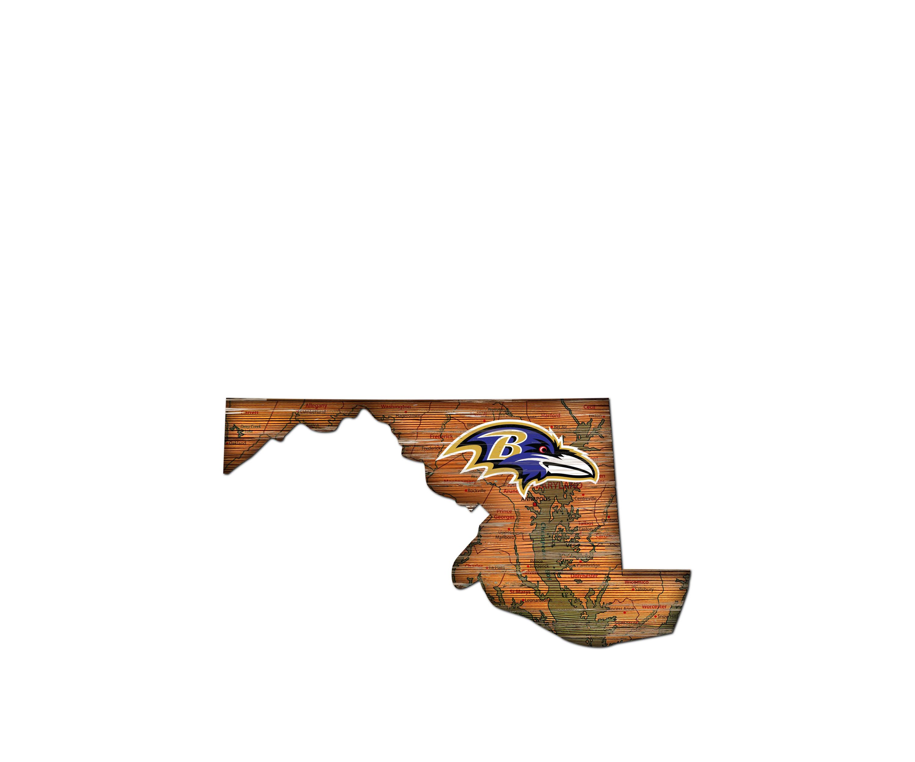 NFL Baltimore Ravens Distressed State Cutout Wall Art