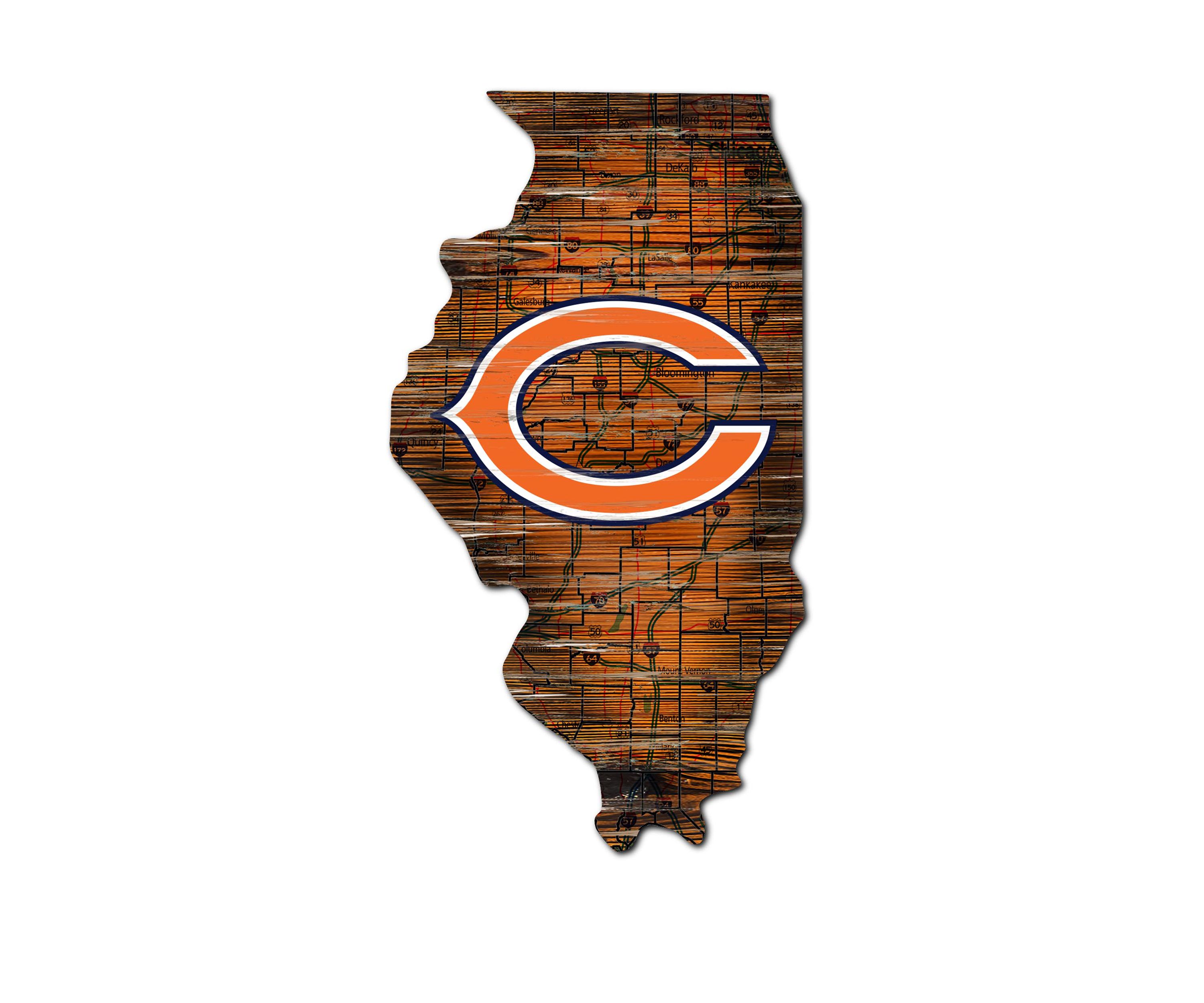 NFL Chicago Bears Distressed State Cutout Wall Art