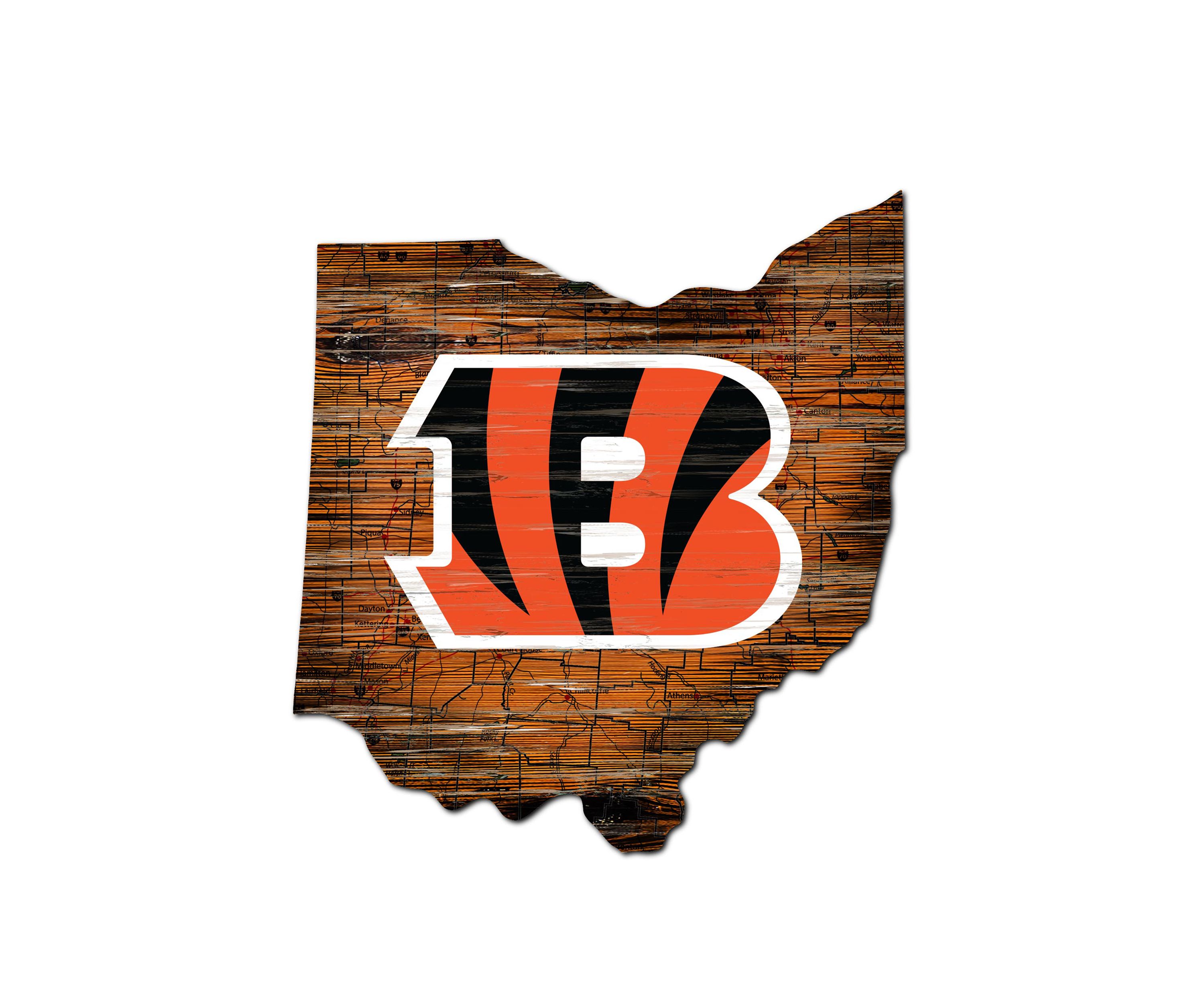 NFL Cincinnati Bengals Distressed State Cutout Wall Art