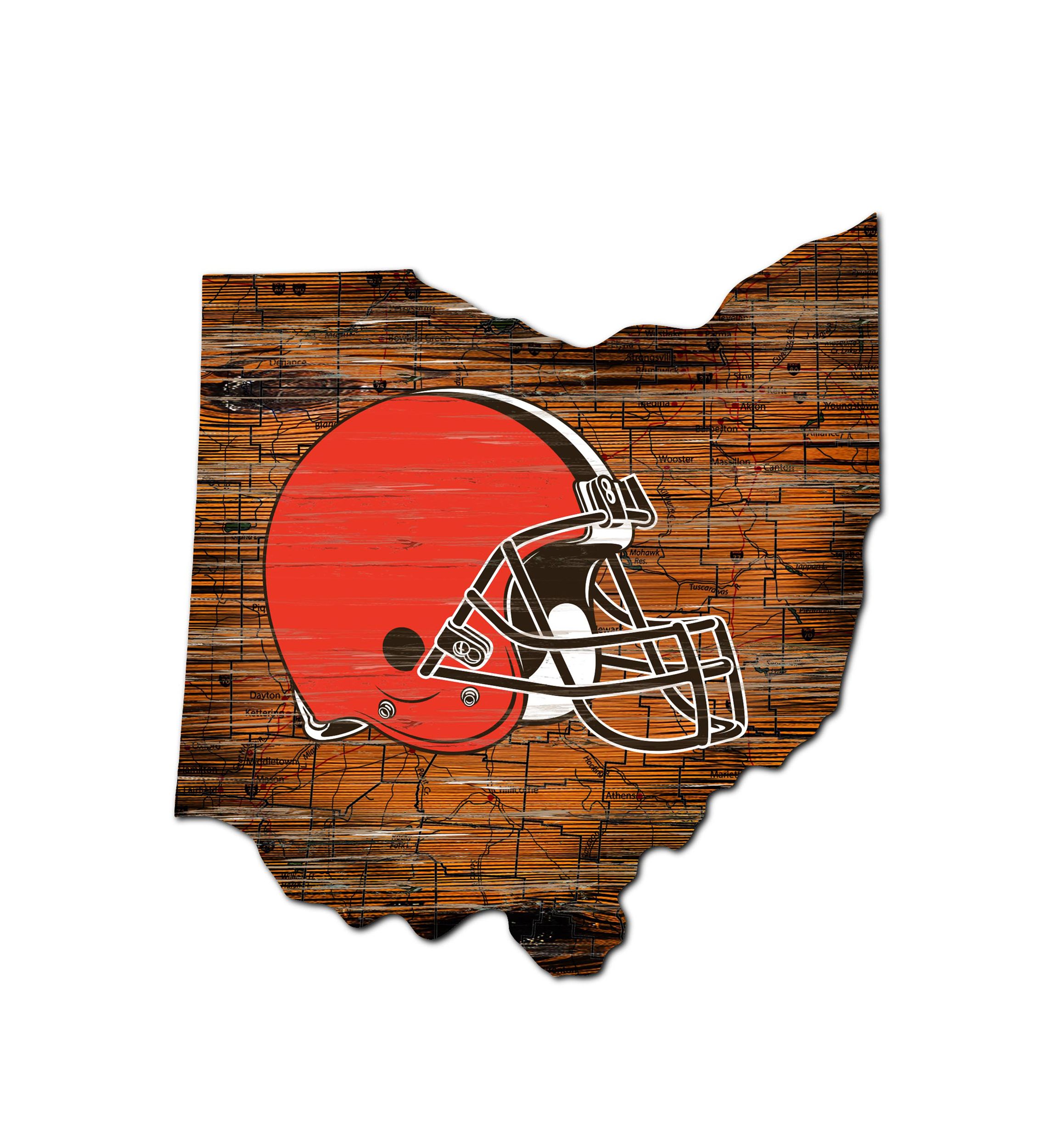 NFL Cleveland Browns 24 in x 24 in Distressed State Sign with Logo