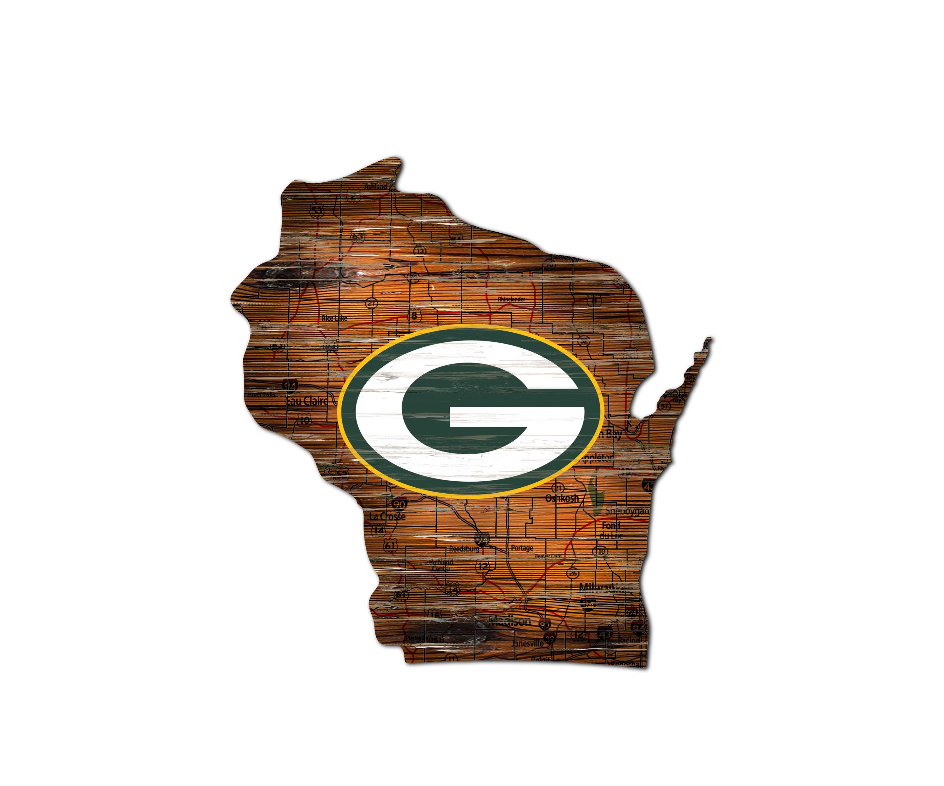 NFL Green Bay Packers Distressed State Cutout Wall Art