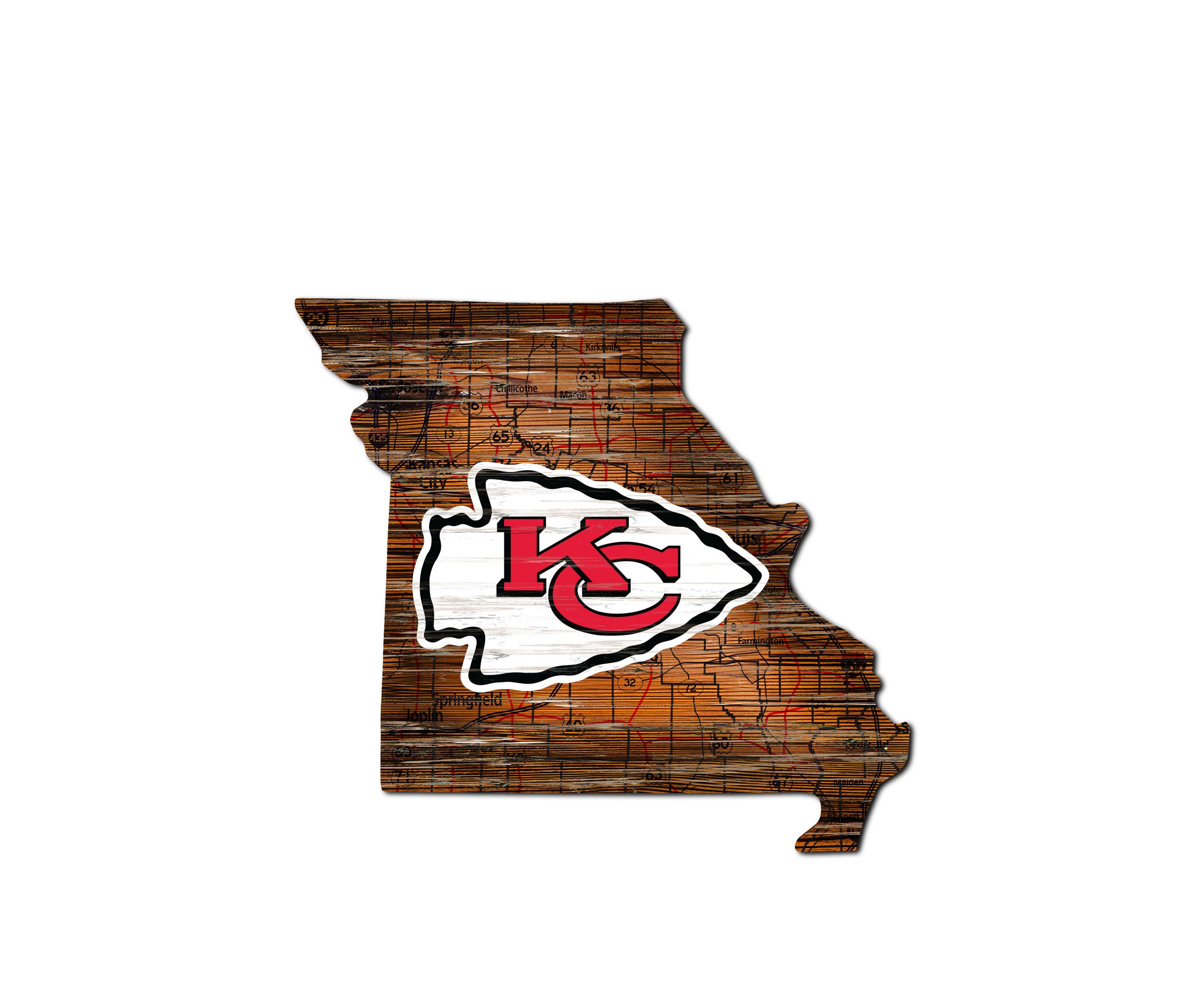 NFL Kansas City Chiefs Distressed State Cutout Wall Art
