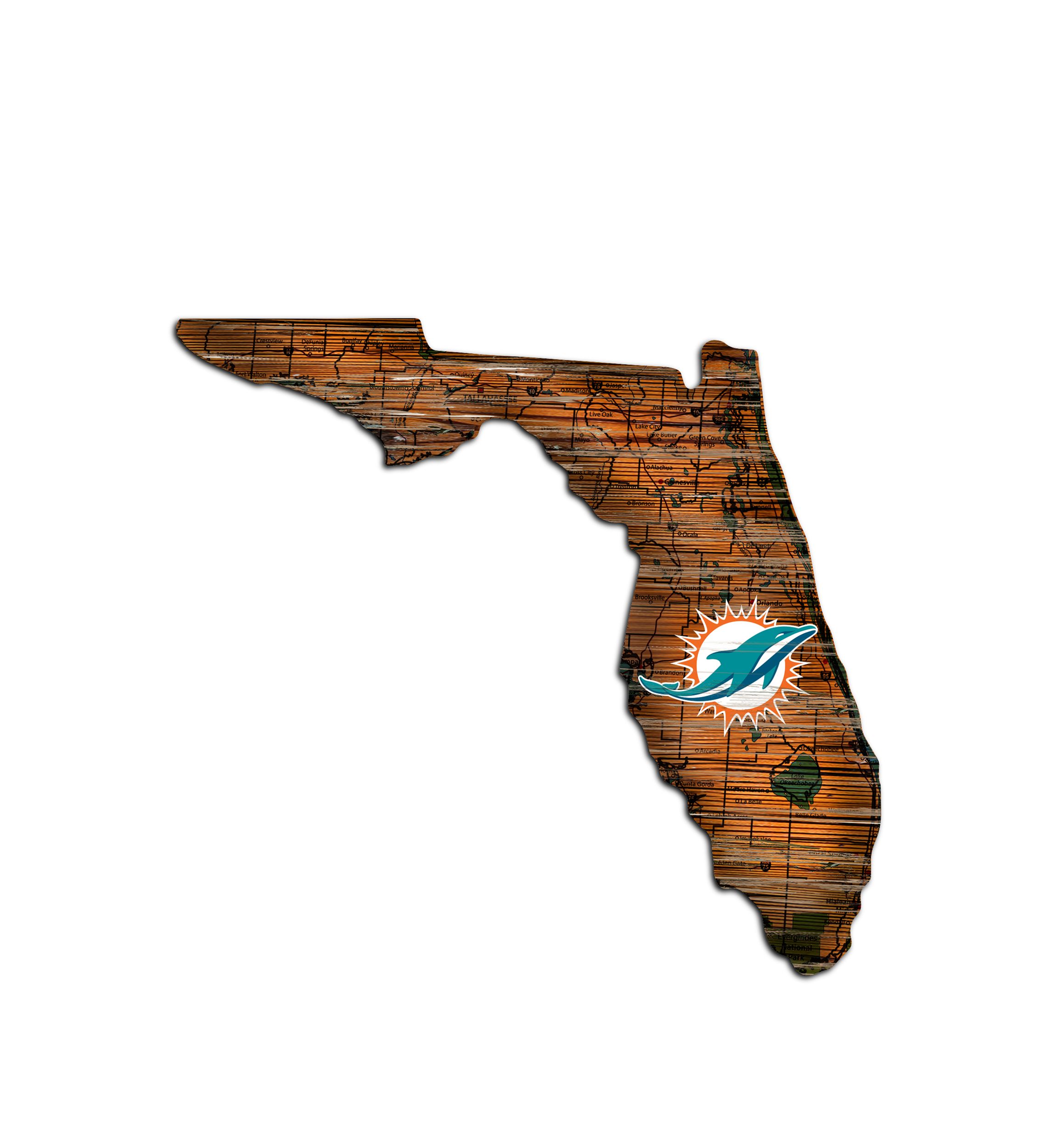 NFL Miami Dolphins Distressed State Cutout Wall Art