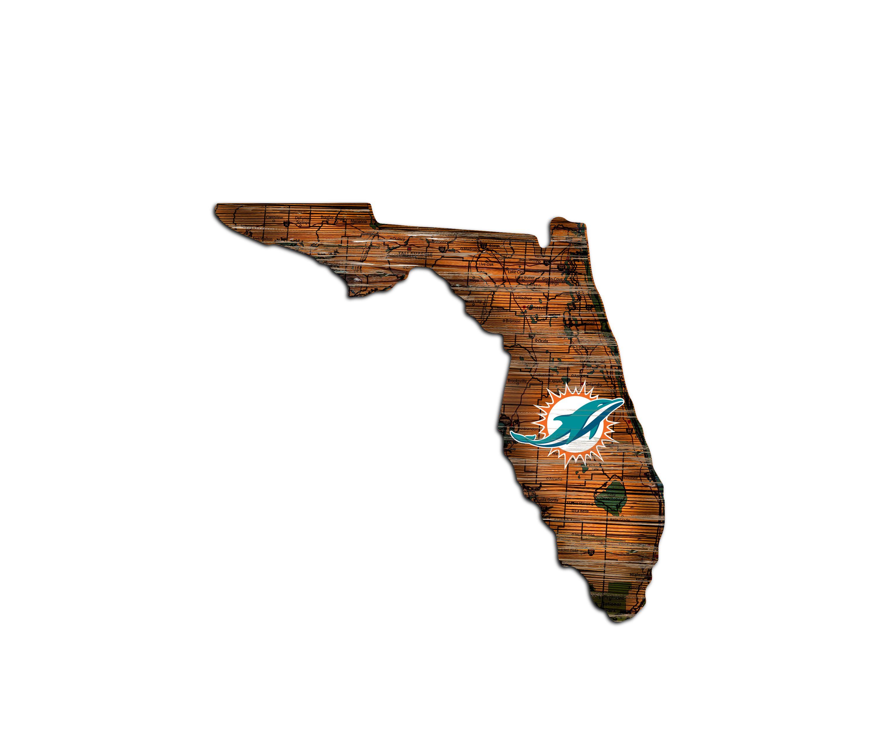 NFL Miami Dolphins Distressed State Cutout Wall Art