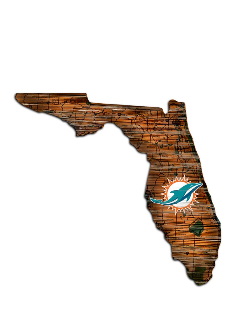 NFL Miami Dolphins Distressed State Cutout Wall Art