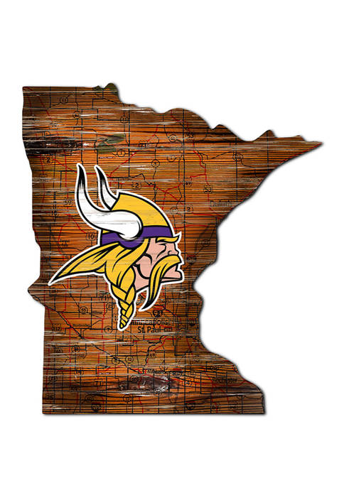 NFL Minnesota Vikings Distressed State Cutout Wall Art