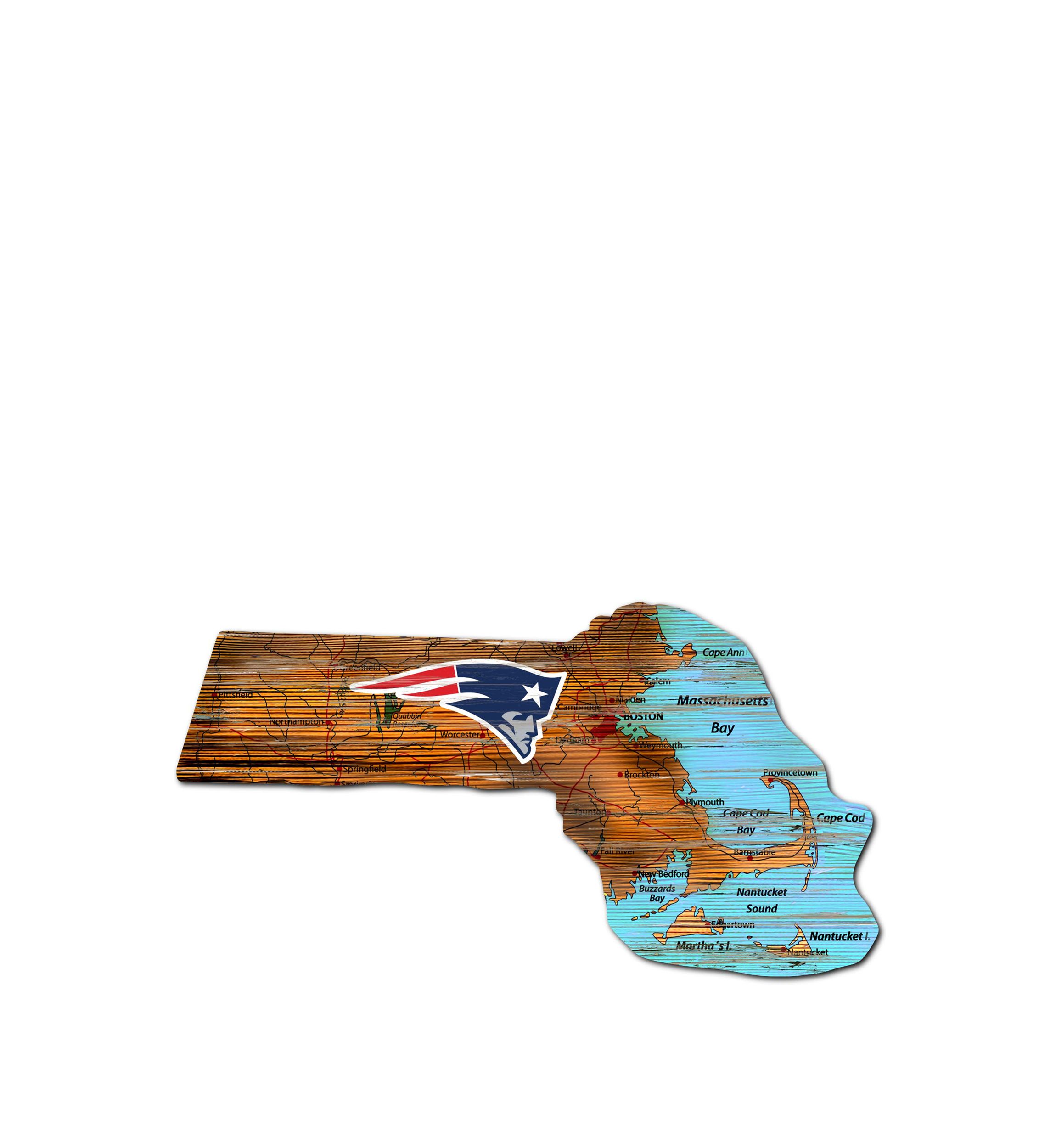 NFL New England Patriots Distressed State Cutout Wall Art