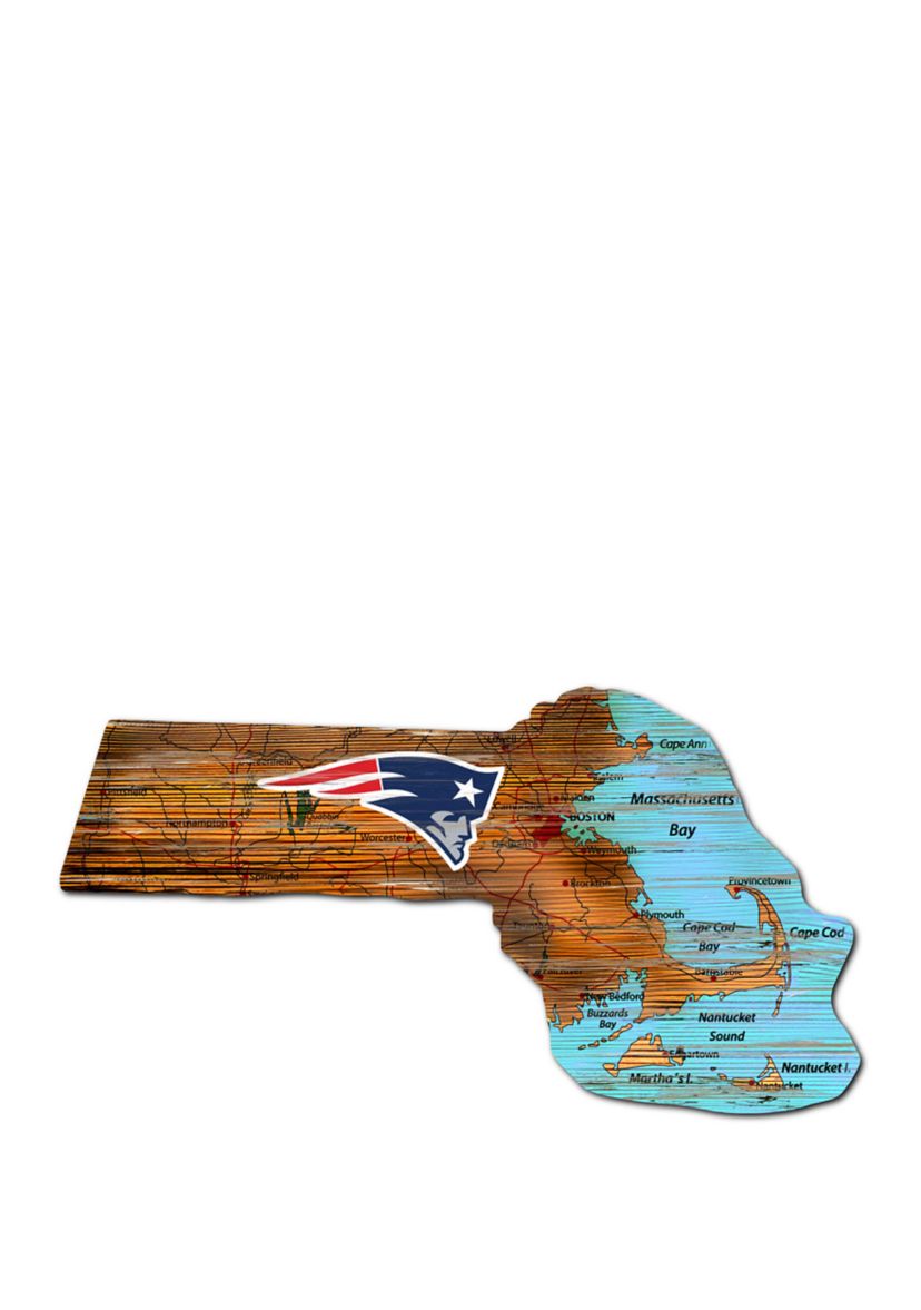 NFL New England Patriots Distressed State Cutout Wall Art