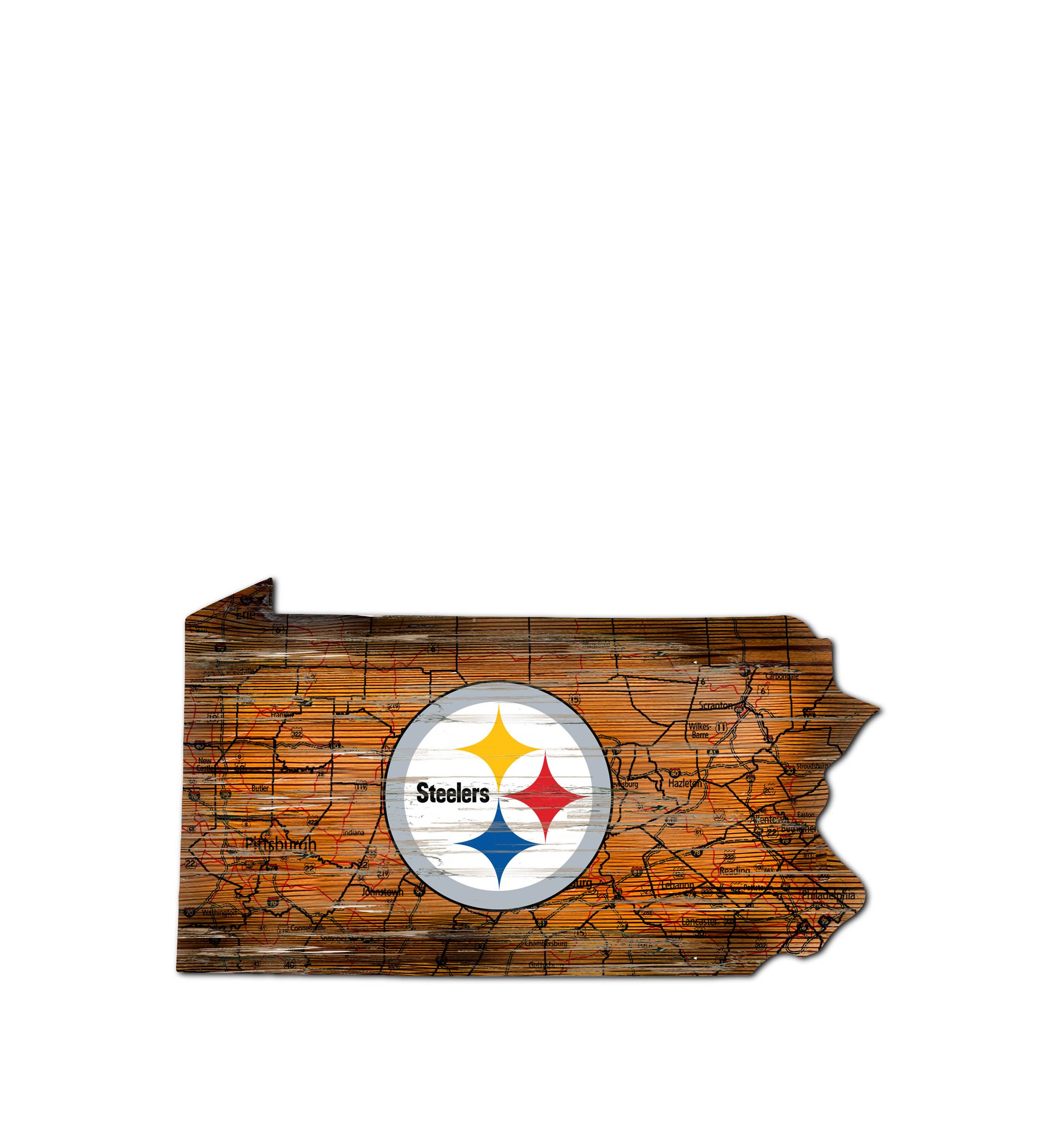 NFL Pittsburgh Steelers Distressed State Cutout Wall Art