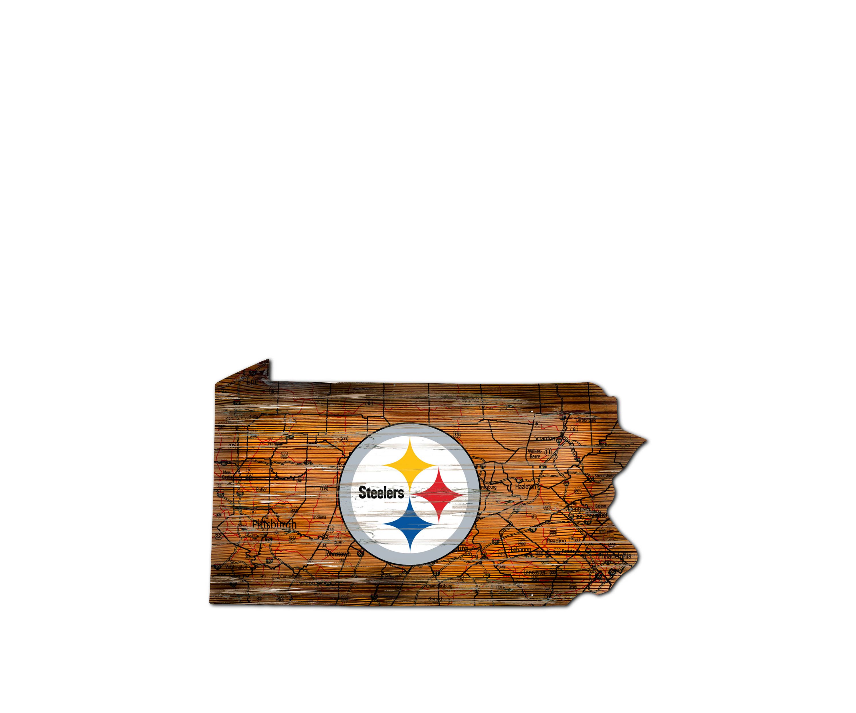 NFL Pittsburgh Steelers Distressed State Cutout Wall Art