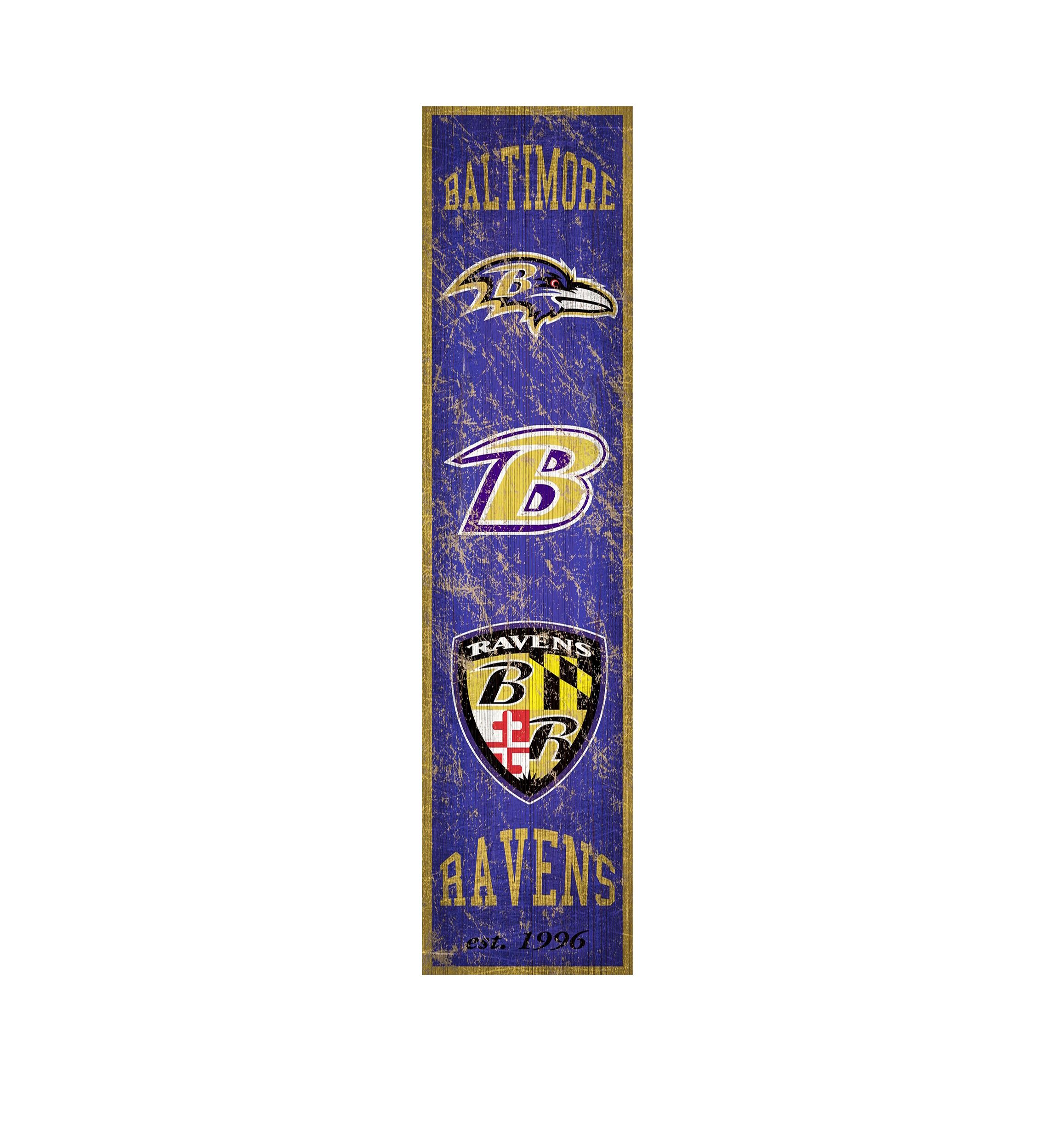 NFL Baltimore Ravens Heritage Banner Vertical 24 in x 6 in Sign
