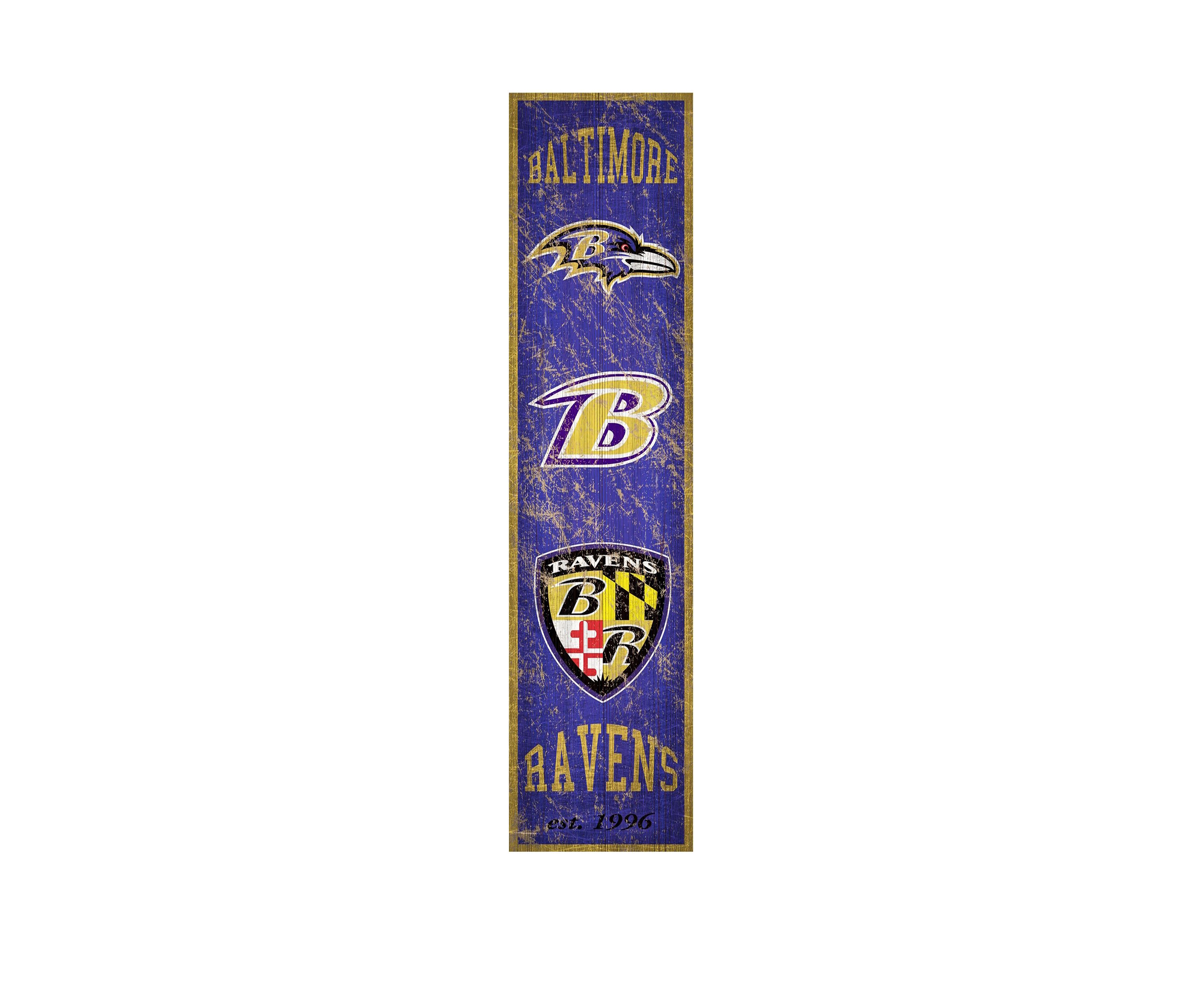 NFL Baltimore Ravens Heritage Banner Vertical 24 in x 6 in Sign
