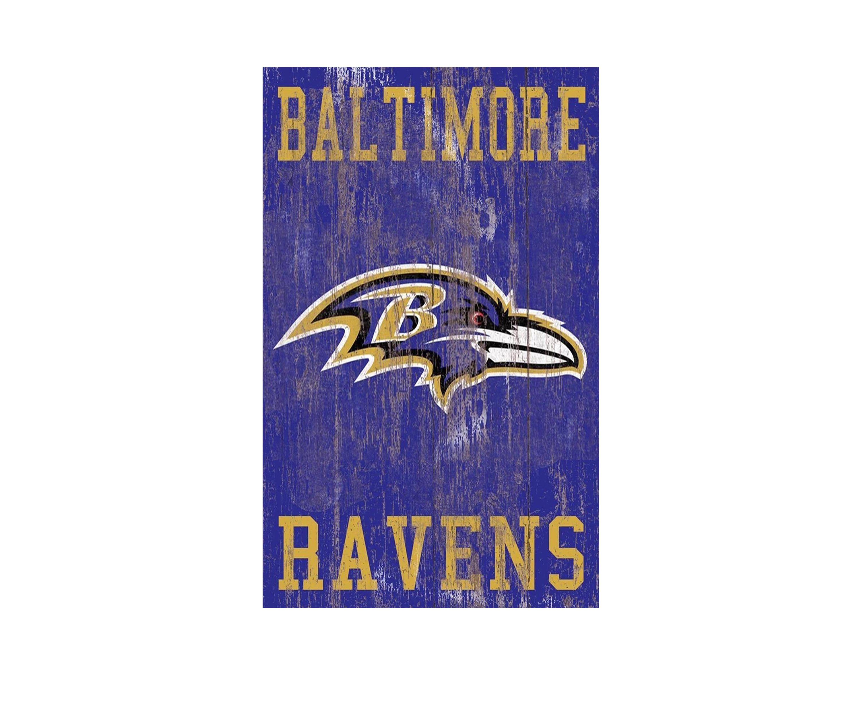 NFL Baltimore Ravens 11 in x 19 in Heritage Distressed Logo Sign