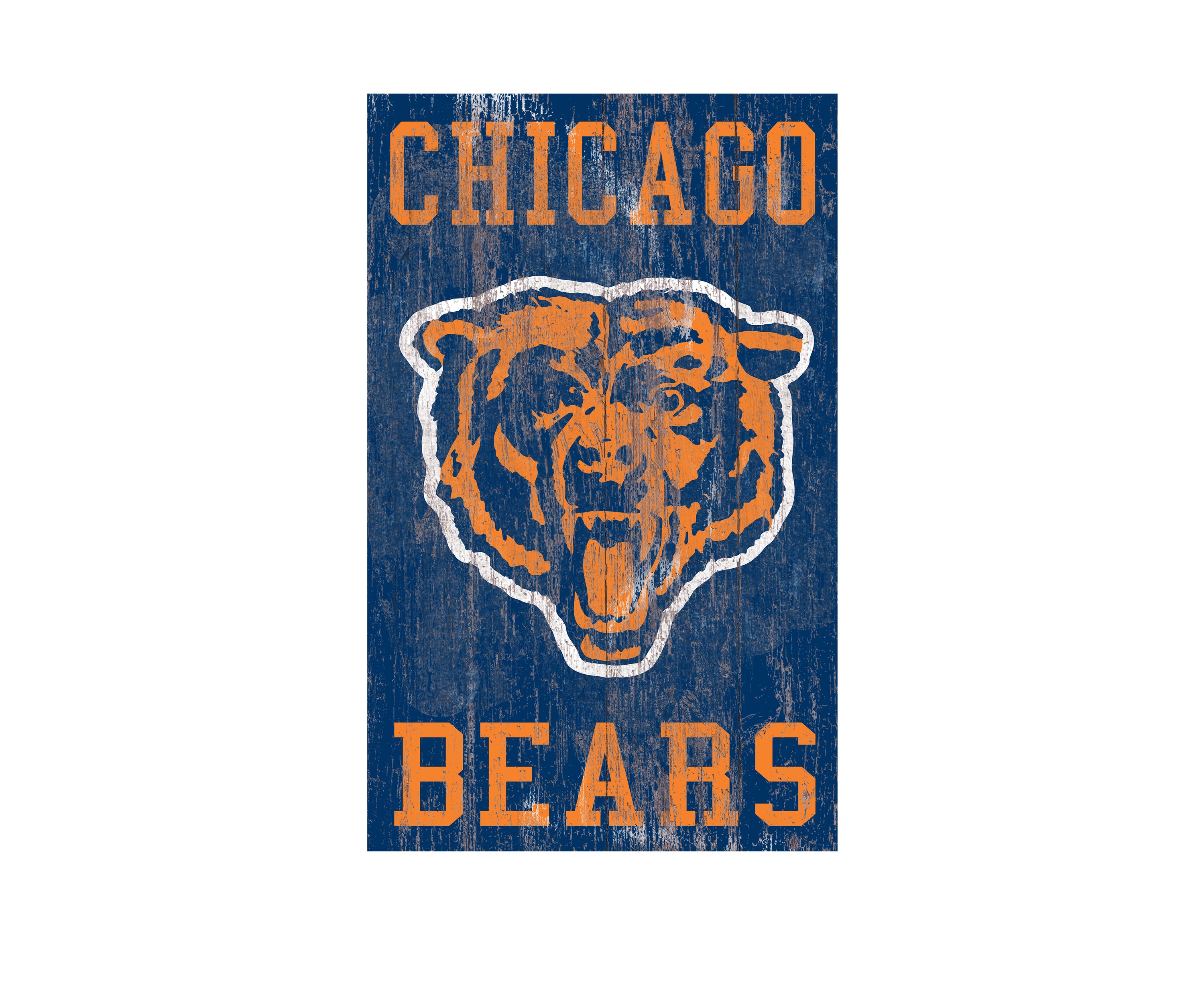 NFL Chicago Bears 11 in x 19 in Heritage Distressed Logo Sign
